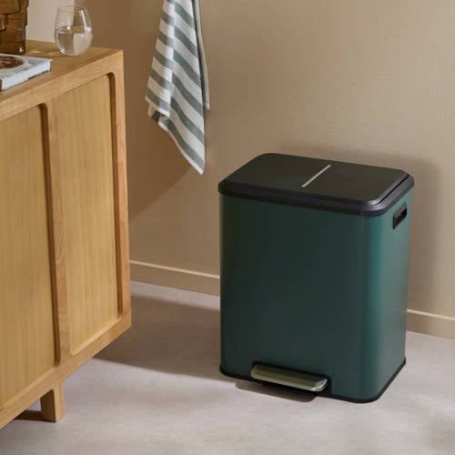 NOUS Living prullenbak - afvalscheiding (15L+15L) - Mat donkergroen