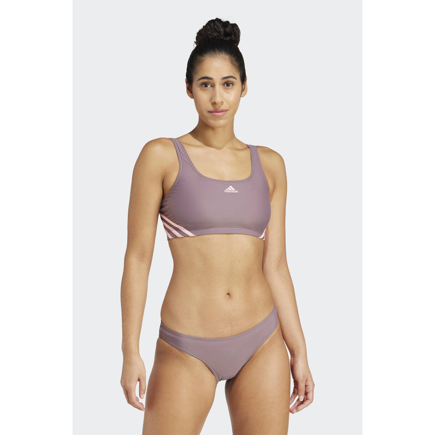 adidas Performance niet-voorgevormde crop bikini taupe roze
