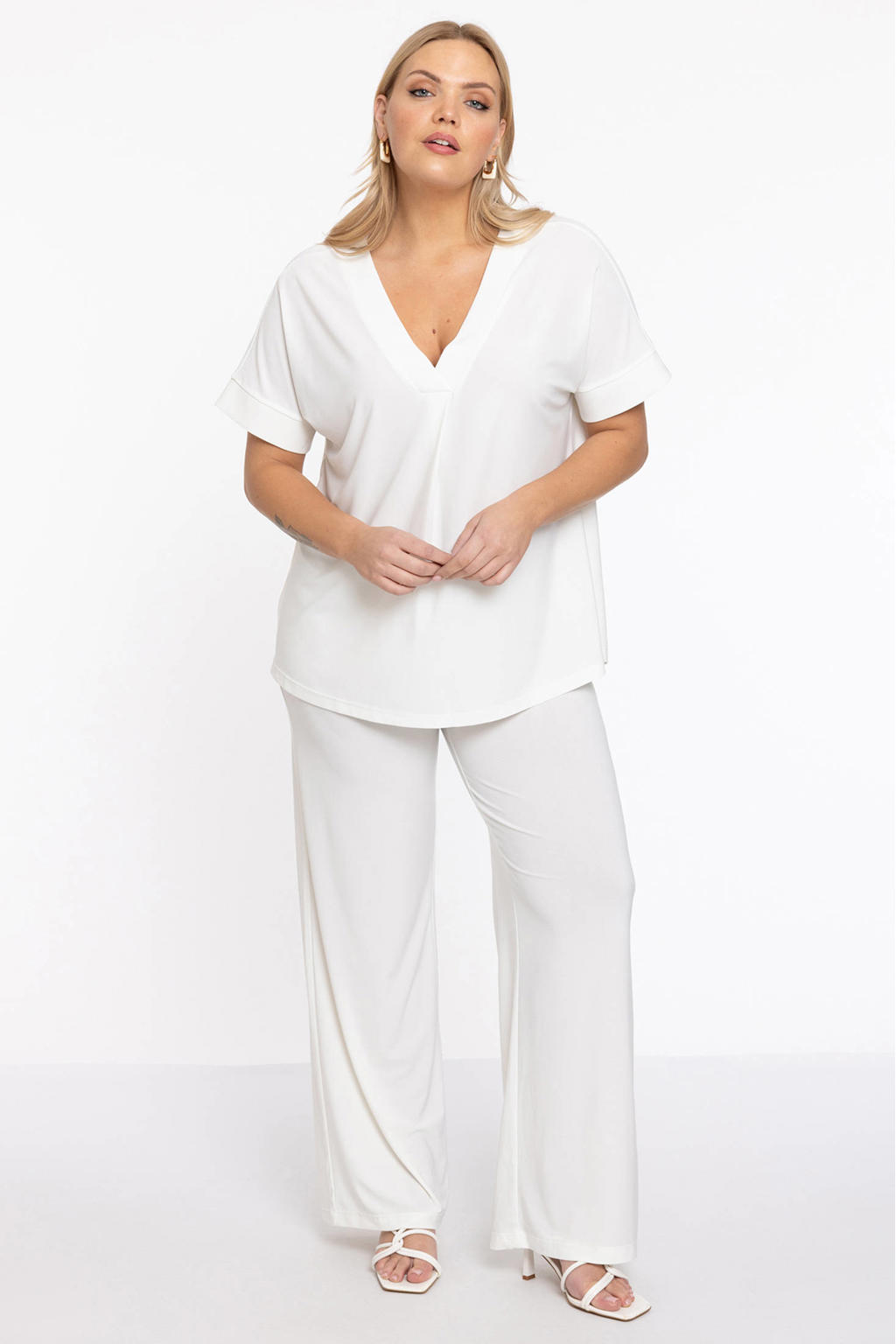 YOEK rechtvallend tuniek Plus Size - beige