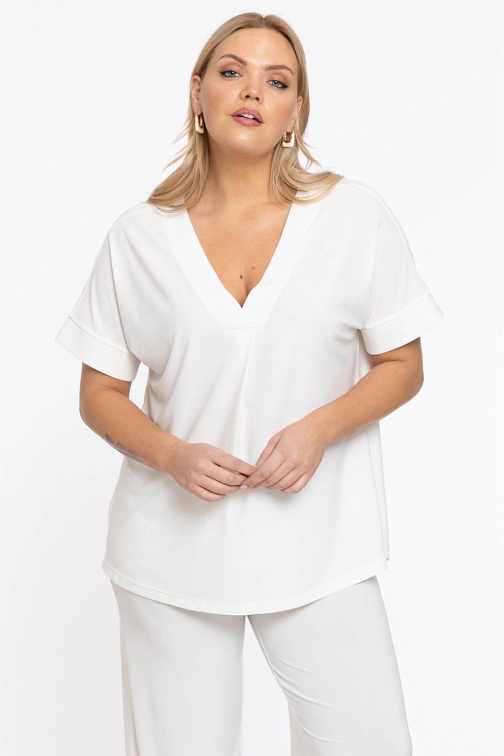 YOEK rechtvallend tuniek Plus Size - beige