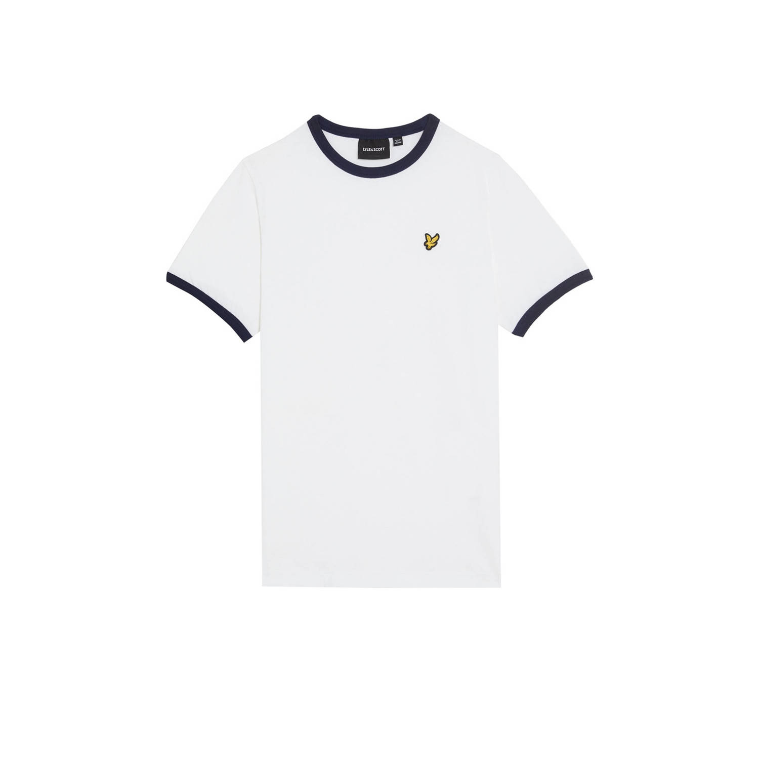 Lyle & Scott T-shirt wit donkerblauw Jongens Katoen Ronde hals Effen 128 134