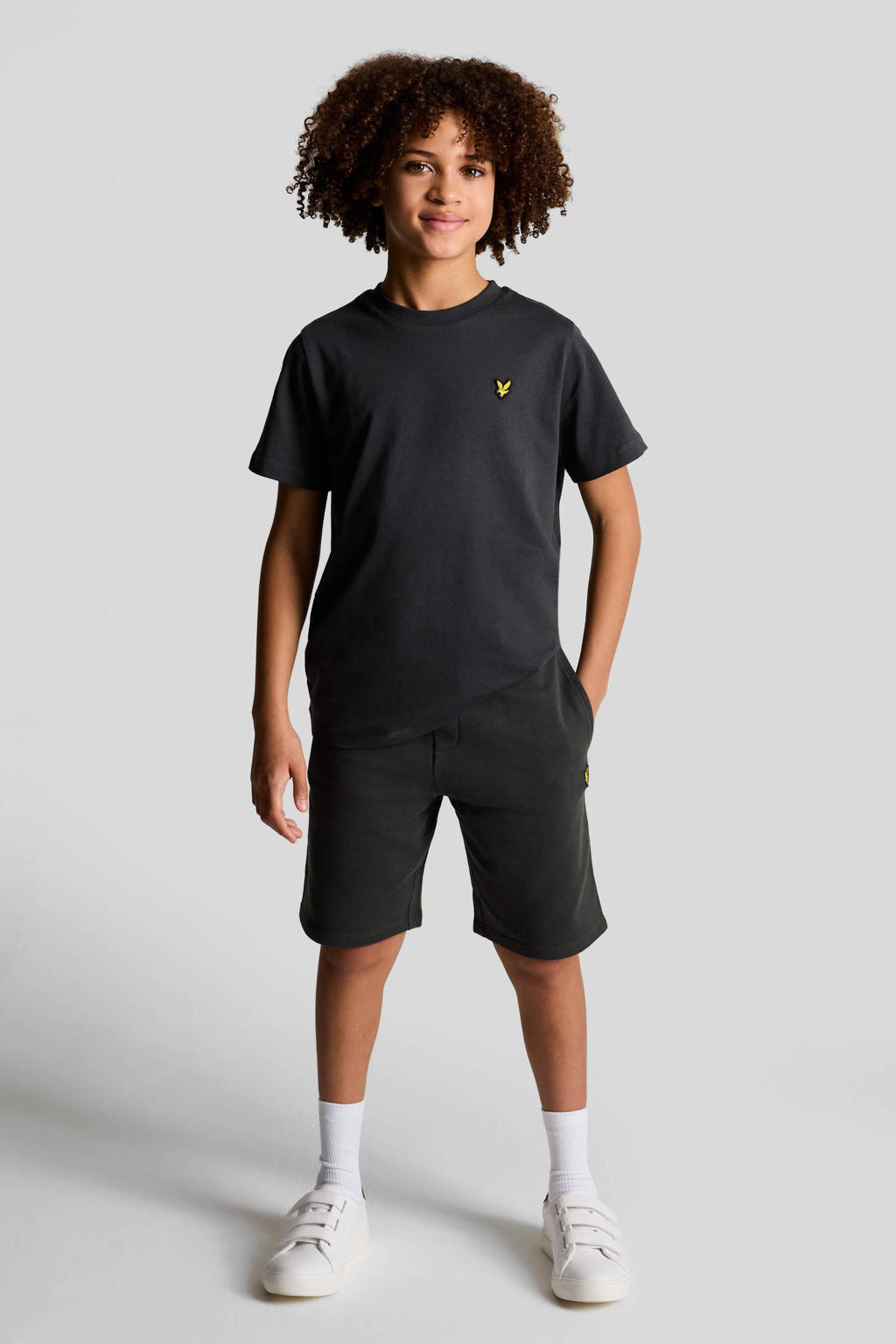Grijze jongens Lyle & Scott sweatshort van katoen met regular waist en effen