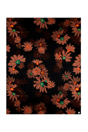 sjaal met bloemenprint zwart