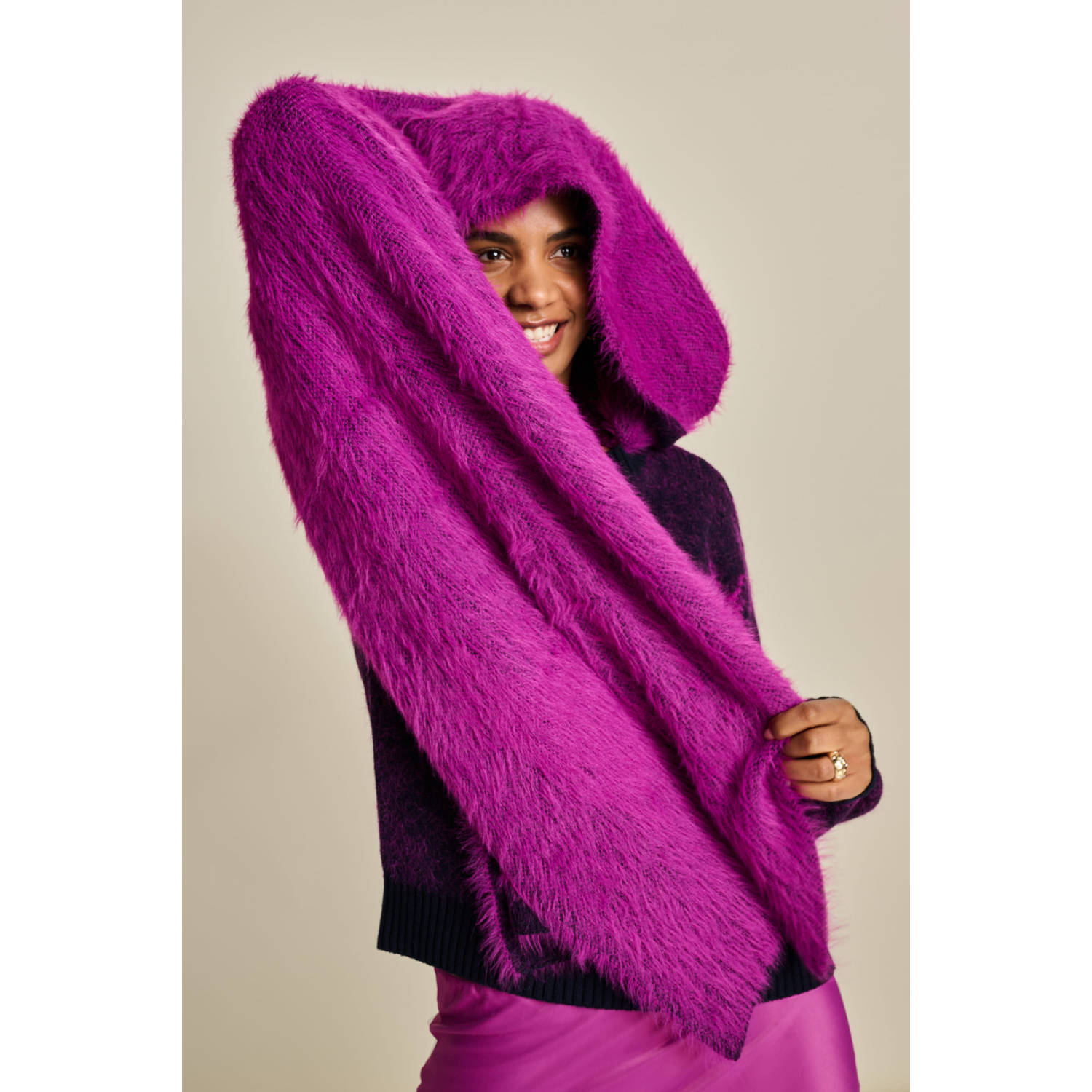 POM Amsterdam sjaal met all over print paars