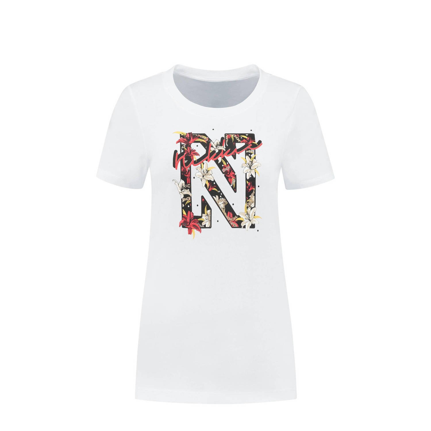 NIKKIE T-shirt Rose Chain met printopdruk wit