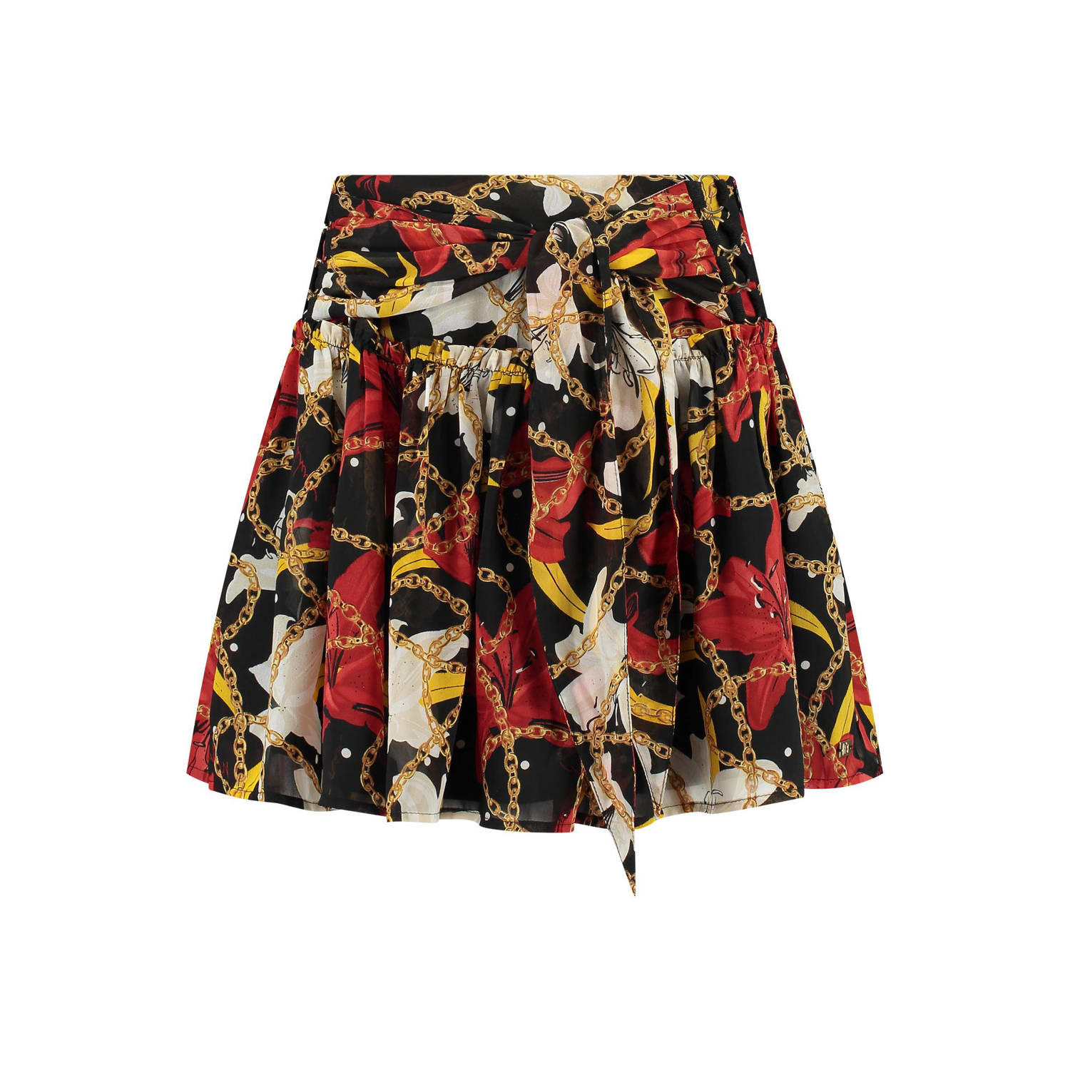 NIKKIE rok met all over print zwart rood ecru