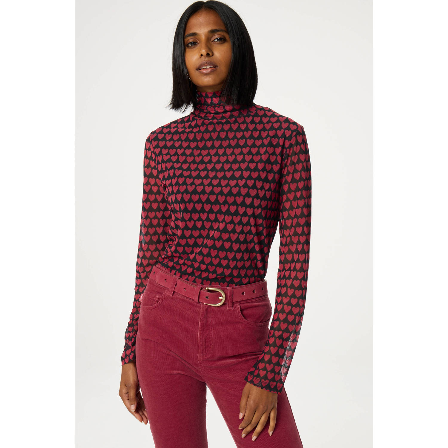 Fabienne Chapot leren riem Cut It Out Heart rood