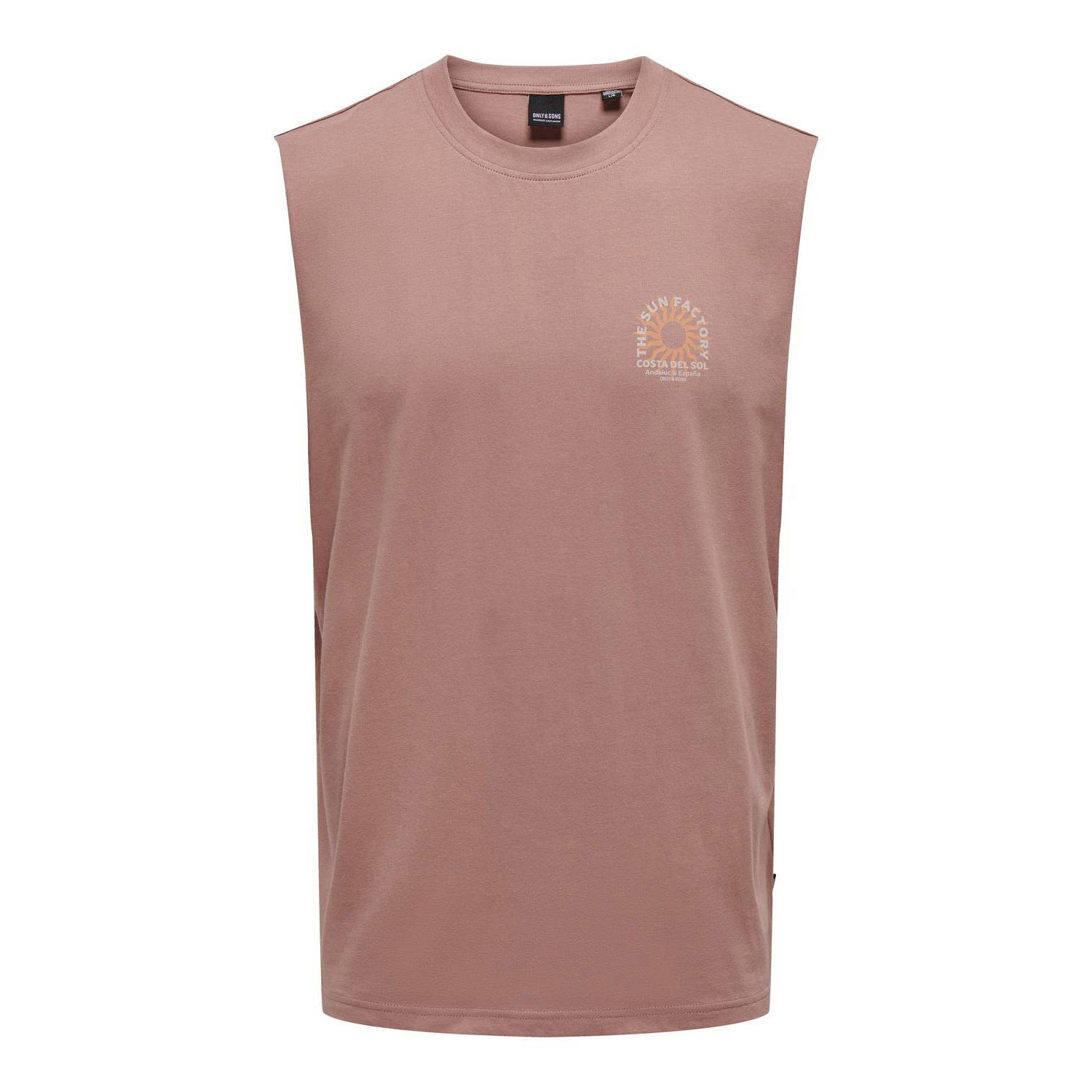 ONLY & SONS regular fit T-shirt ONSMATTY met printopdruk burlwood