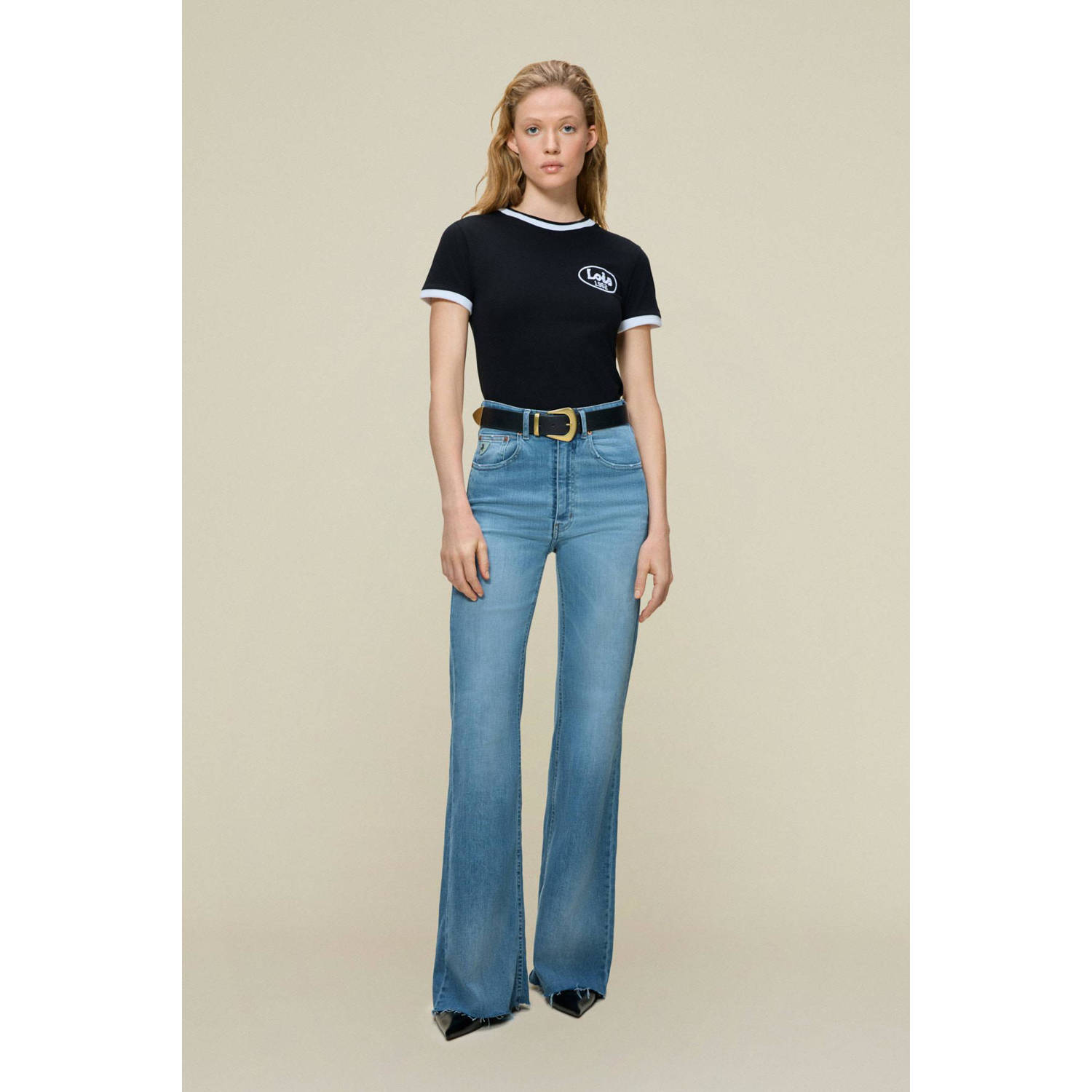Lois high waist flared jeans Palas Caspar Sin Damage stone damage
