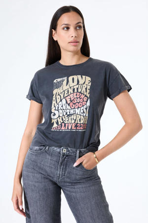 T-shirt met printopdruk grijs/ multi