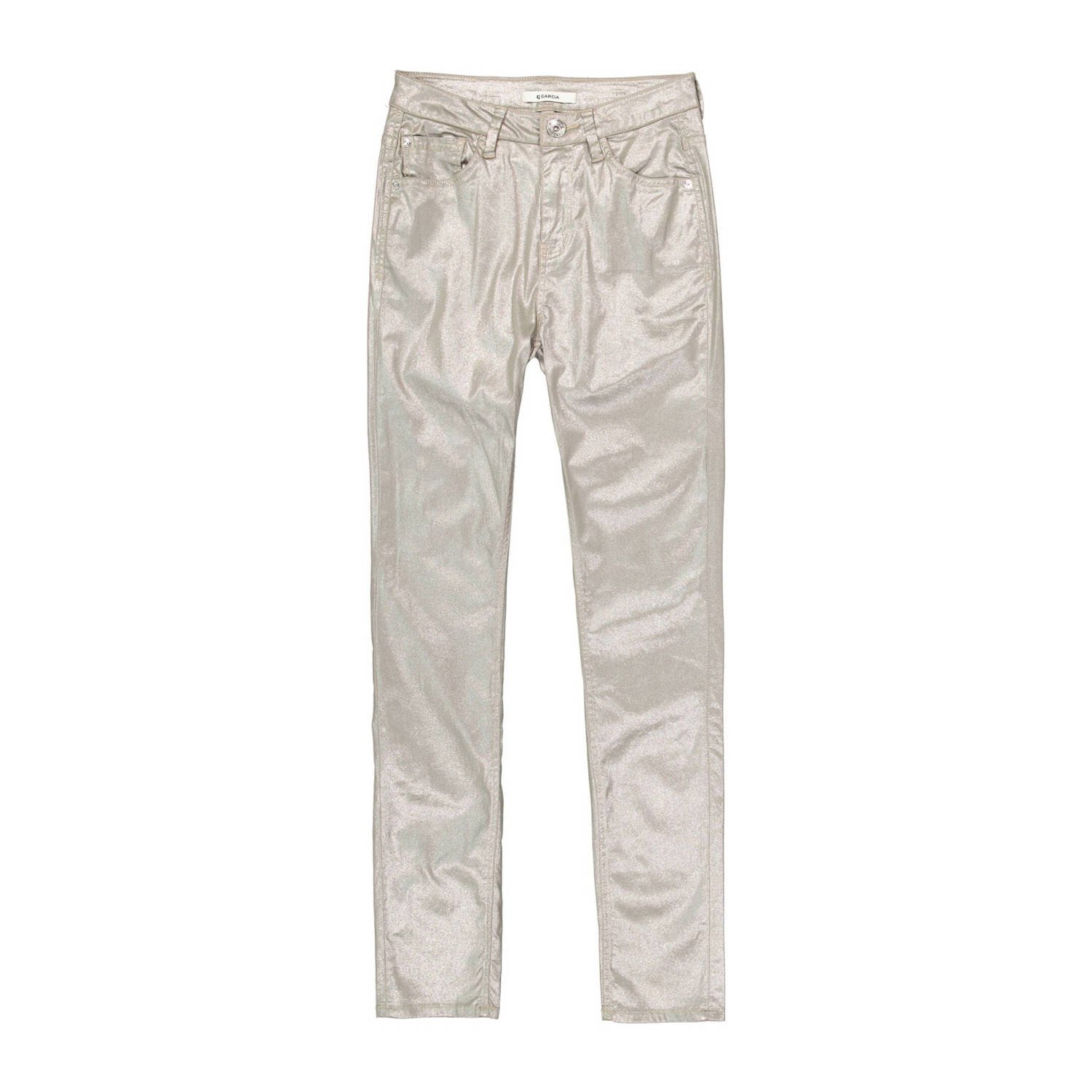 Garcia coated high waist slim fit broek champagne