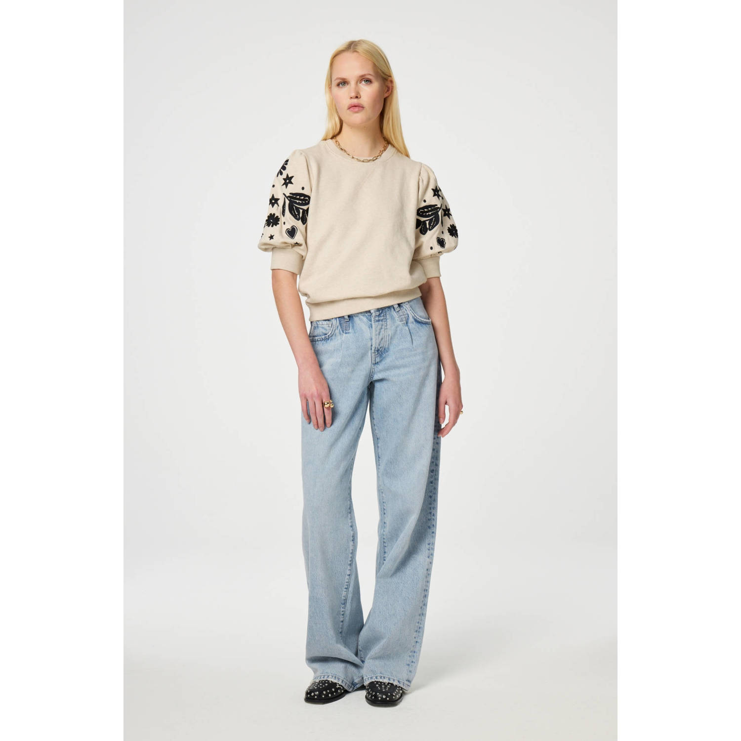 Fabienne Chapot gebloemde sweater beige zwart