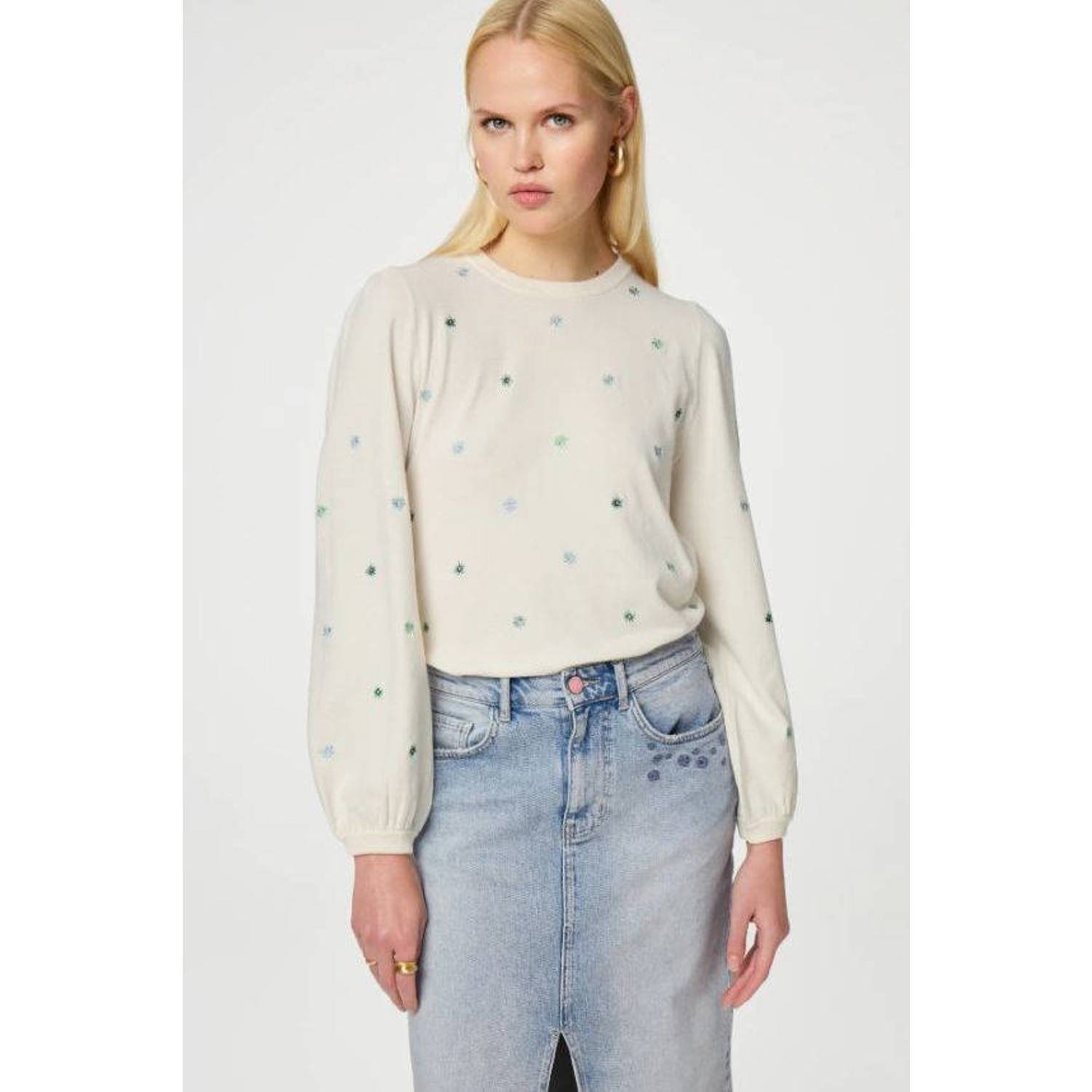 Fabienne Chapot Bloemenprint Pullover Trui White Dames
