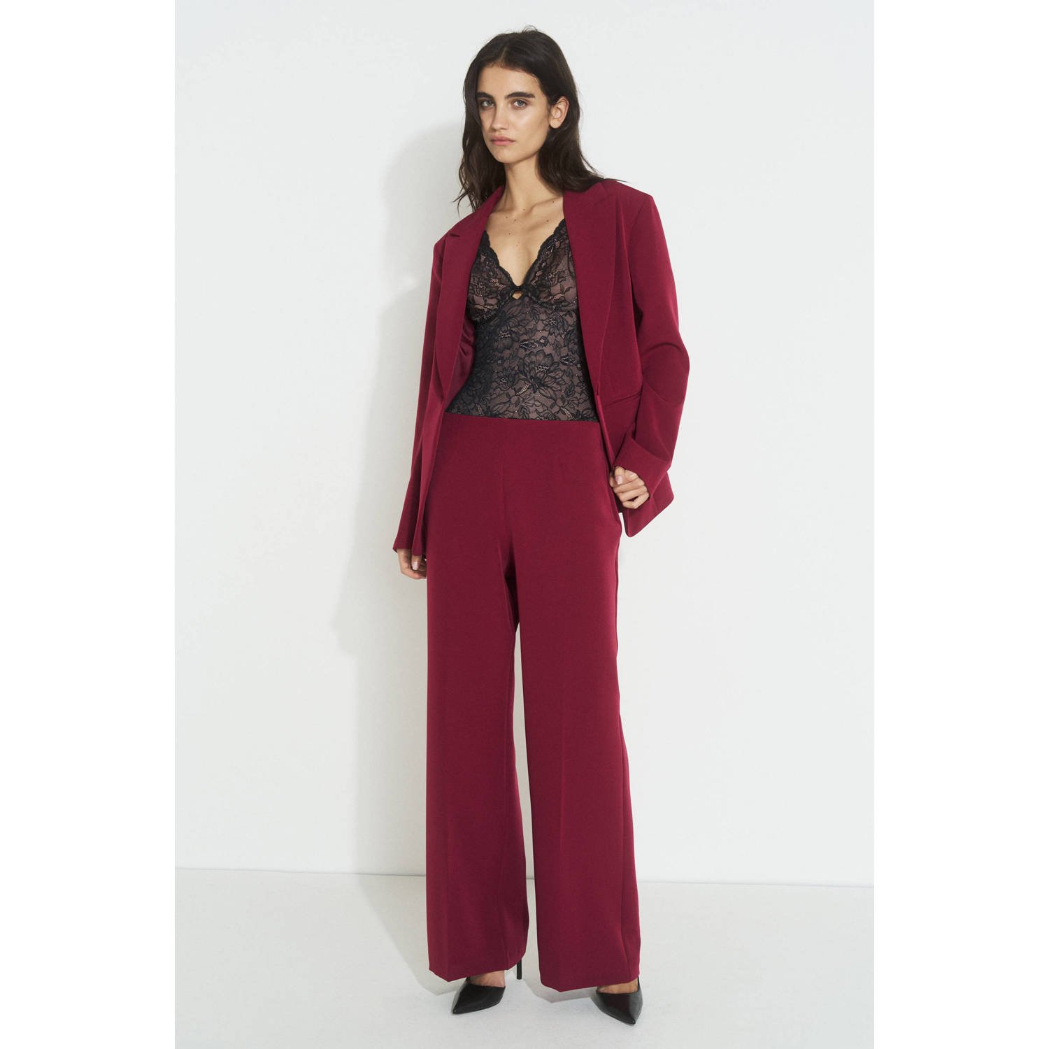 Ruby wide leg pantalon bordeauxrood