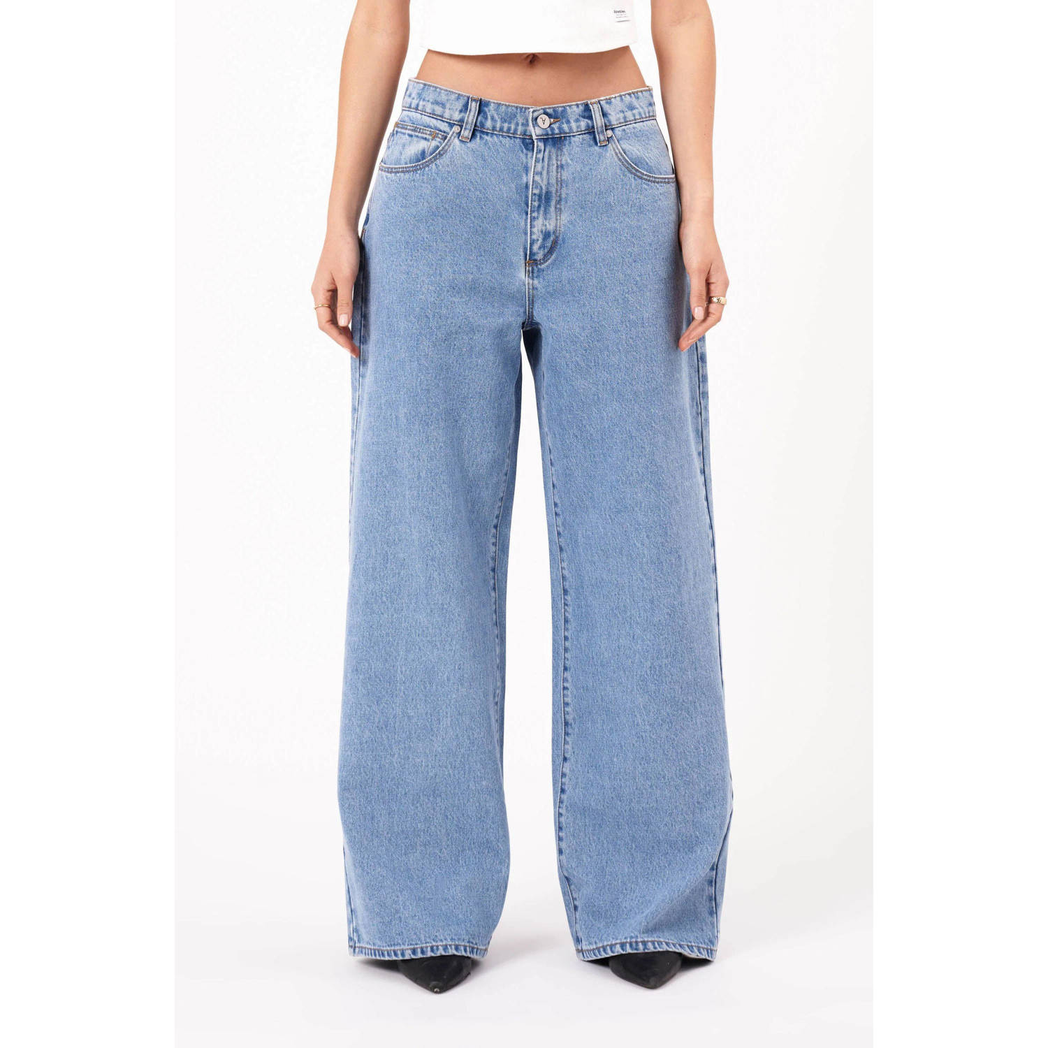 Abrand Jeans regular waist wide leg jeans medium blue denim