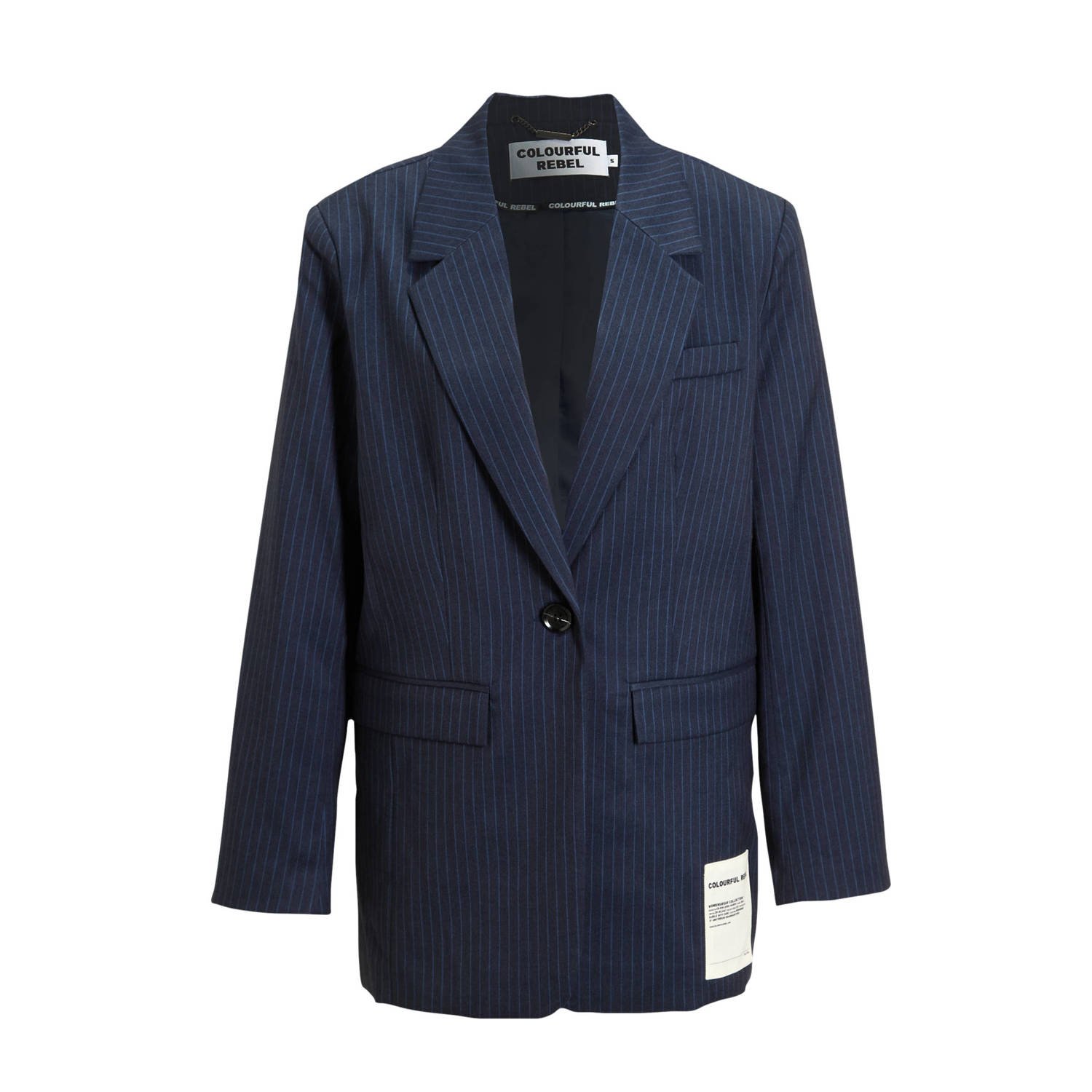 Colourful Rebel oversized blazer met krijtstreep donkerblauw