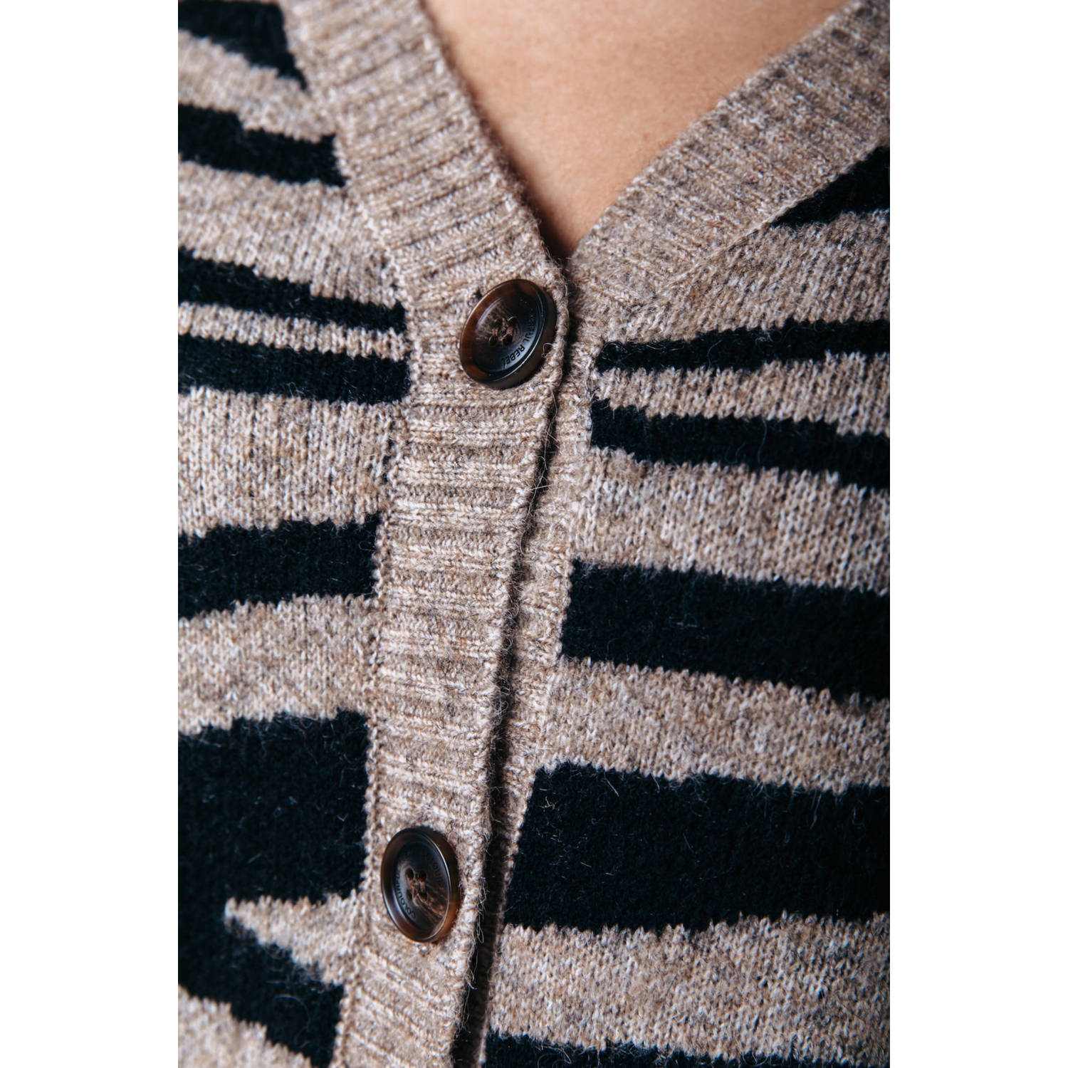 Colourful Rebel vest met wol en zebraprint bruin