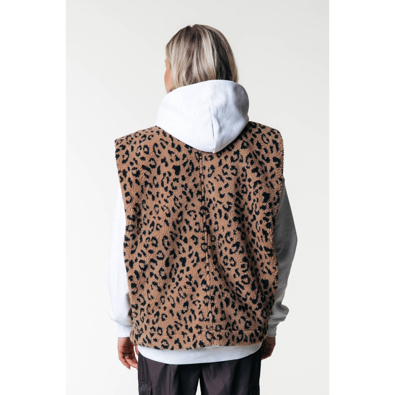 COLOURFUL REBEL Dames Blazers Yoni Leopard Teddy Gilet Bruin