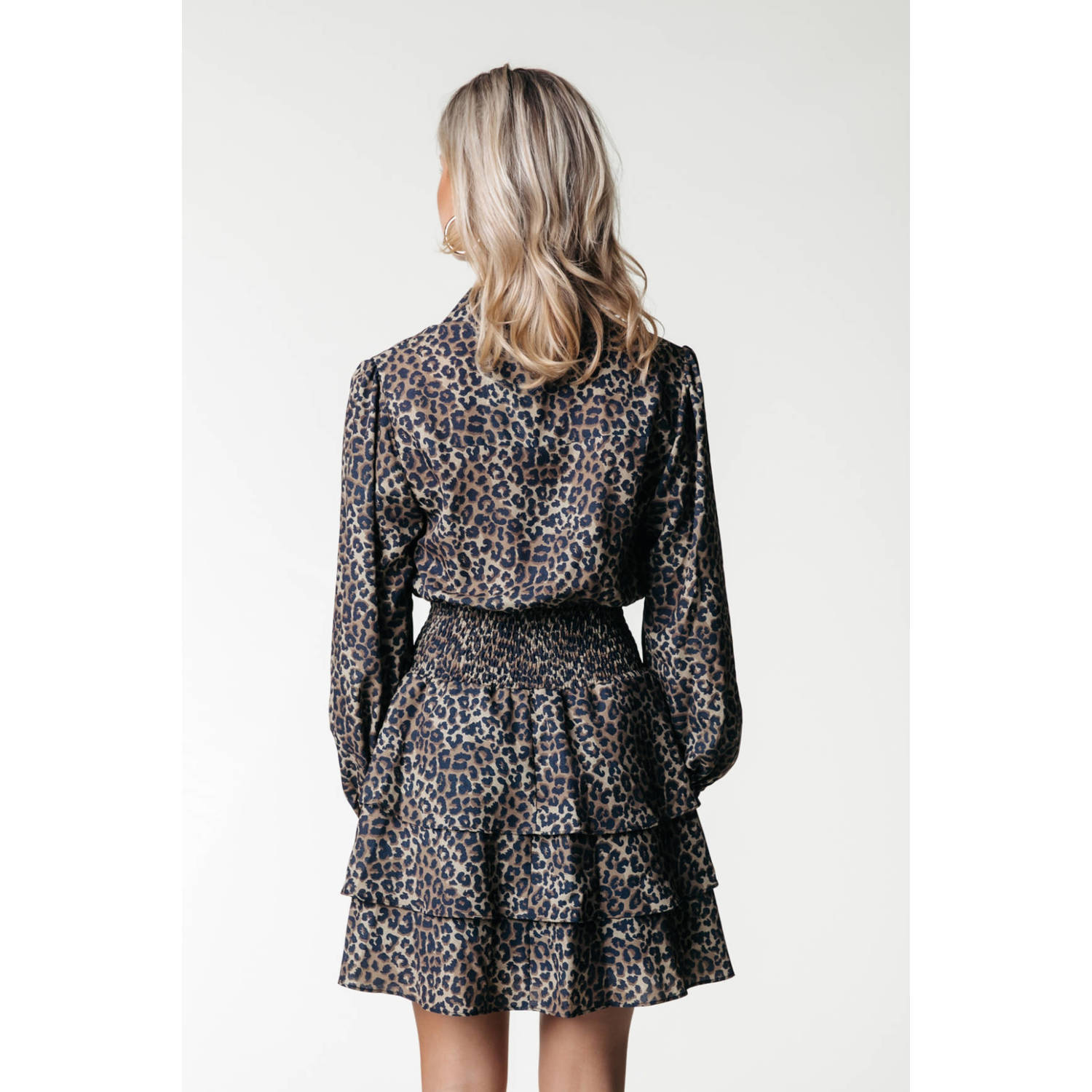 Colourful Rebel blousejurk met panterprint bruin zwart