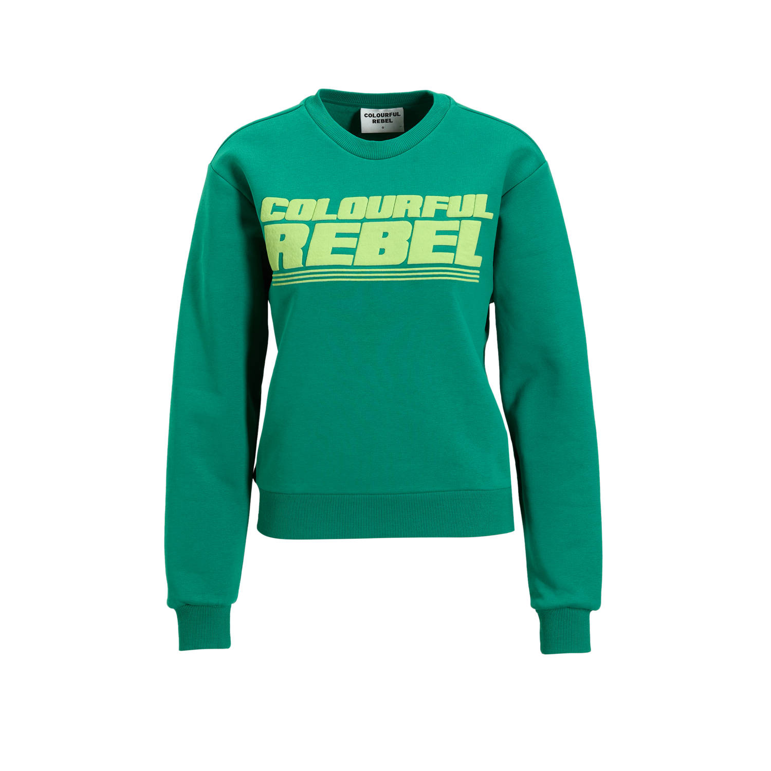 Colourful Rebel Grote Puff Logo Relaxte Sweater Green Dames