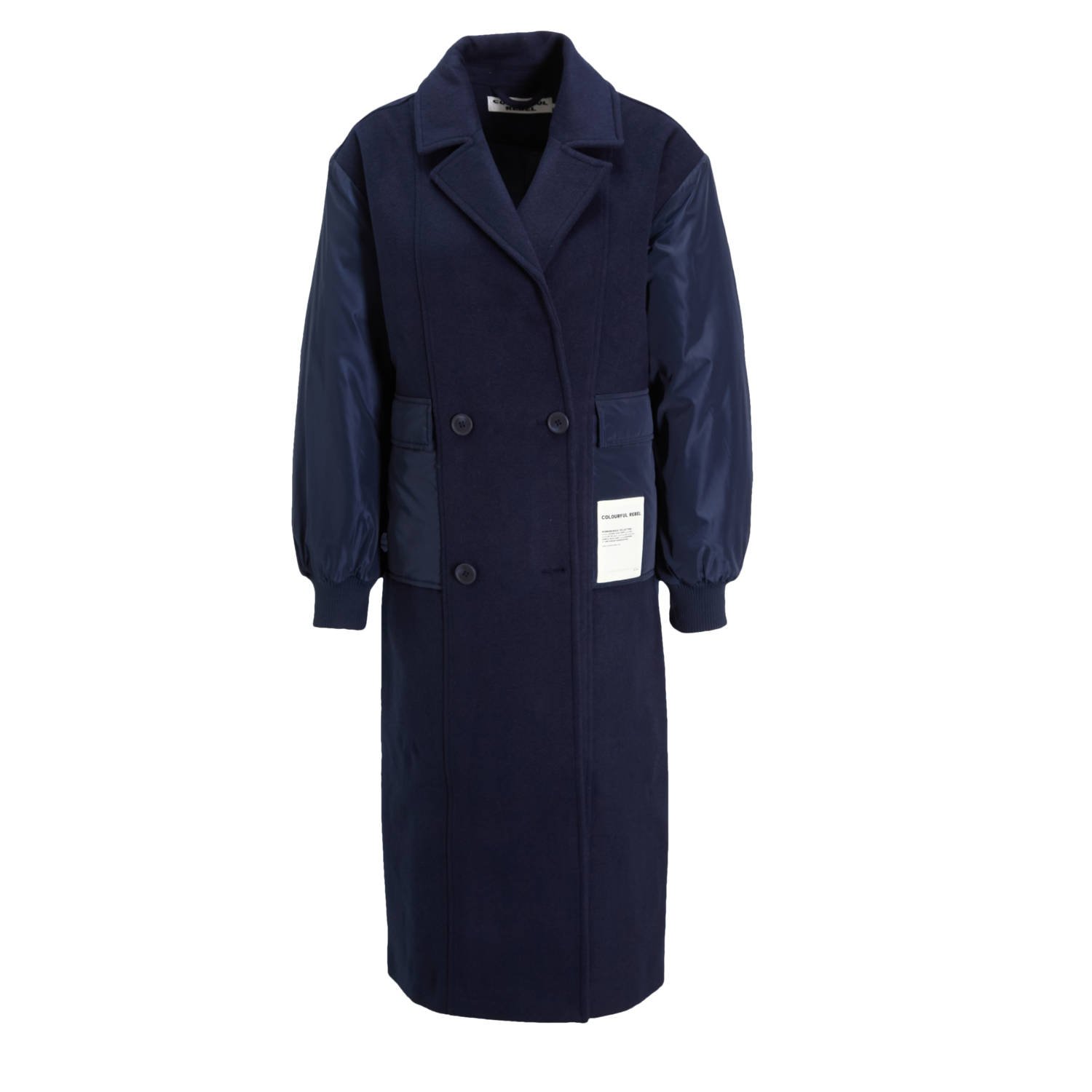 COLOURFUL REBEL Dames Jassen Ada Contrast Wool Long Coat Donkerblauw