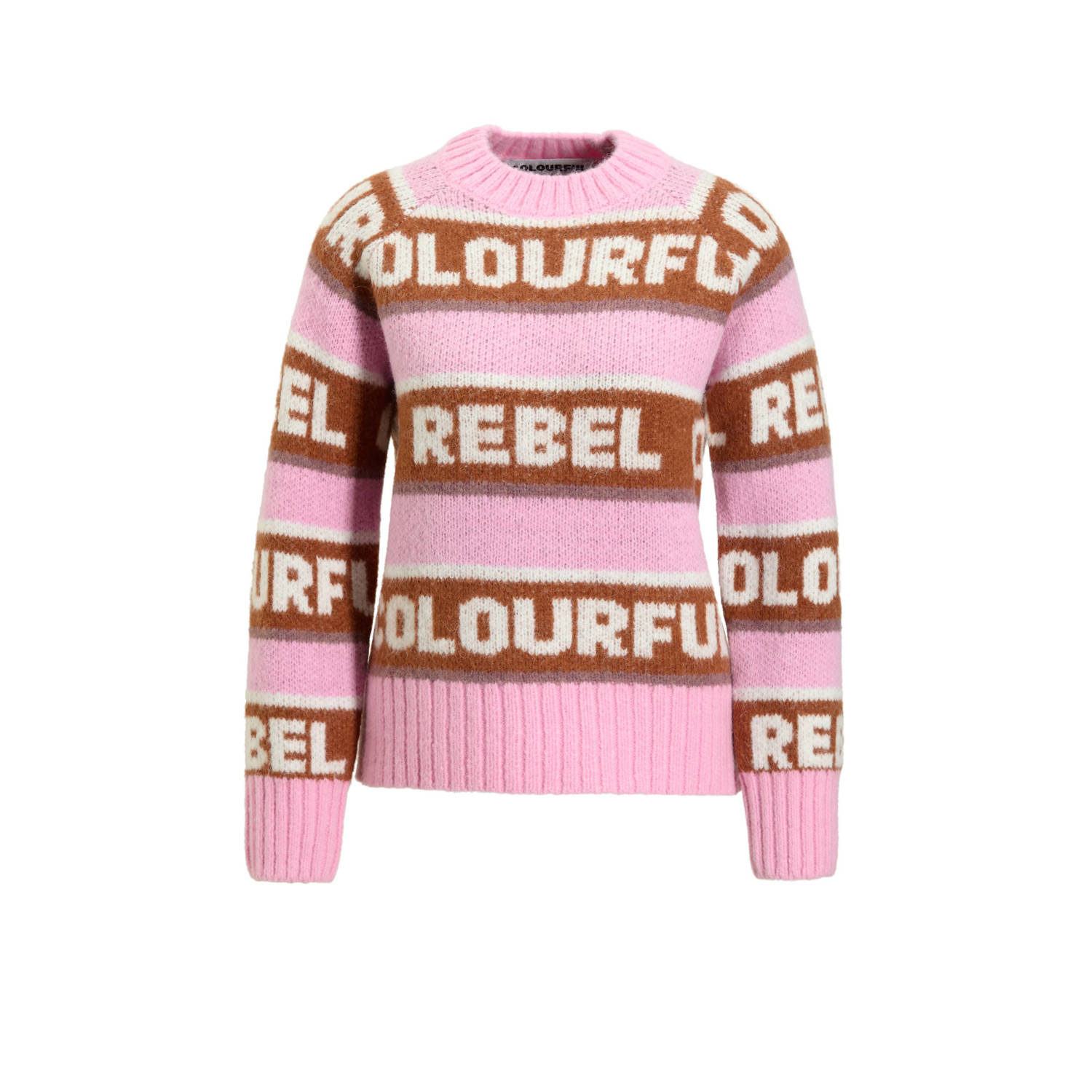 COLOURFUL REBEL Dames Truien & Vesten Ximenia Cr Intarsia Knitted Sweater Roze