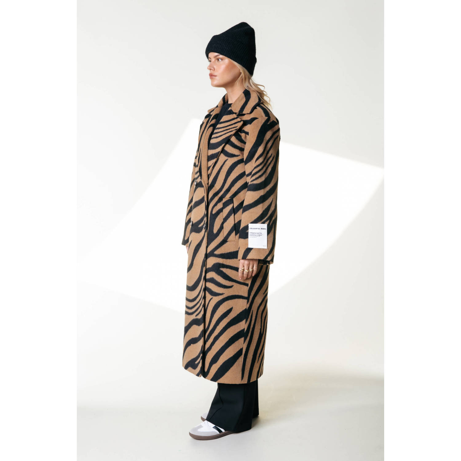 Colourful Rebel jas met wol en zebraprint bruin zwart