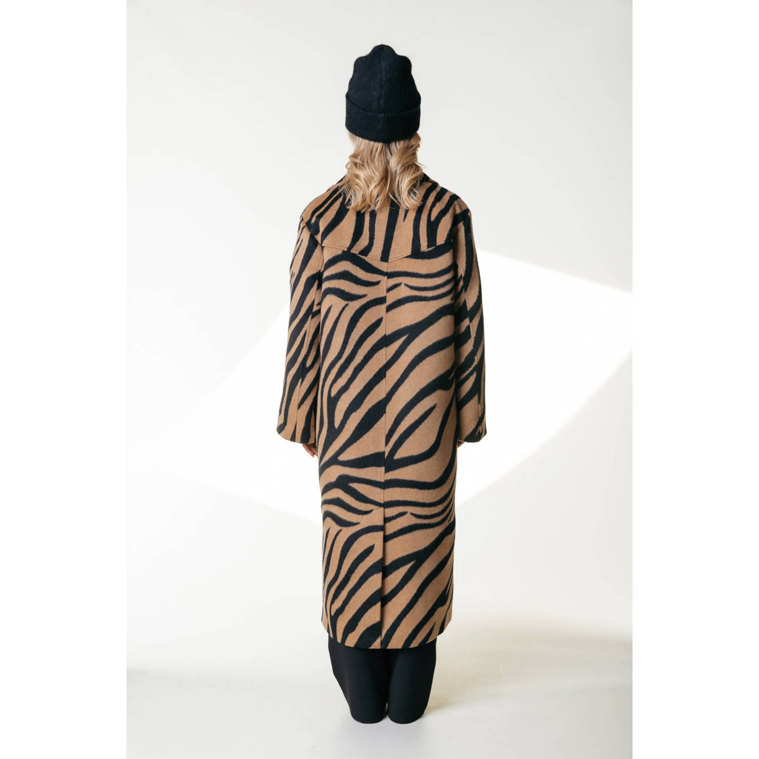 Colourful Rebel jas met wol en zebraprint bruin zwart