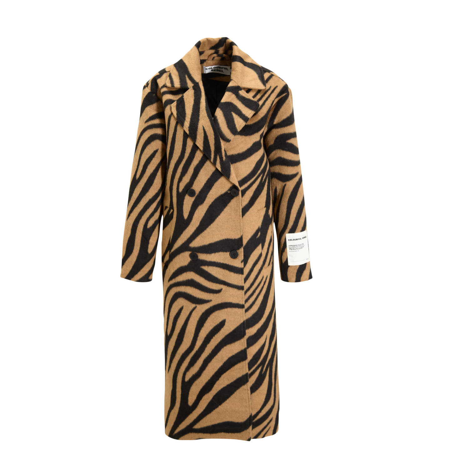 Colourful Rebel jas met wol en zebraprint bruin zwart