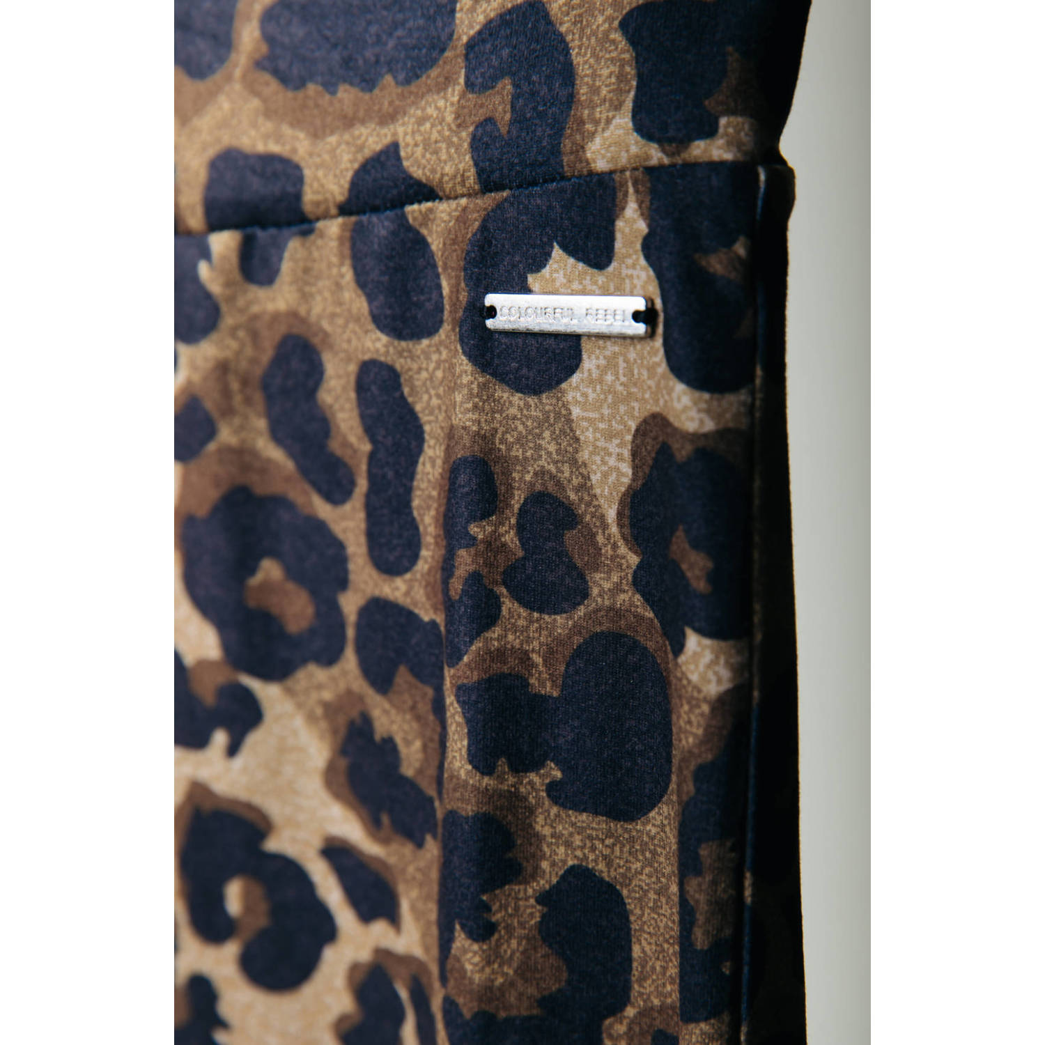 Colourful Rebel flared broek met panterprint bruin zwart