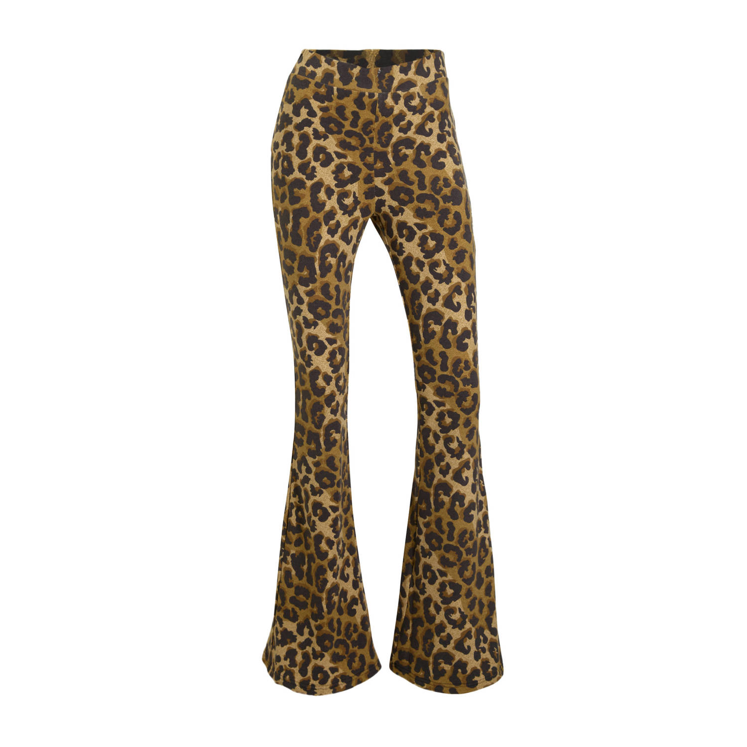 Colourful Rebel flared broek met panterprint bruin zwart
