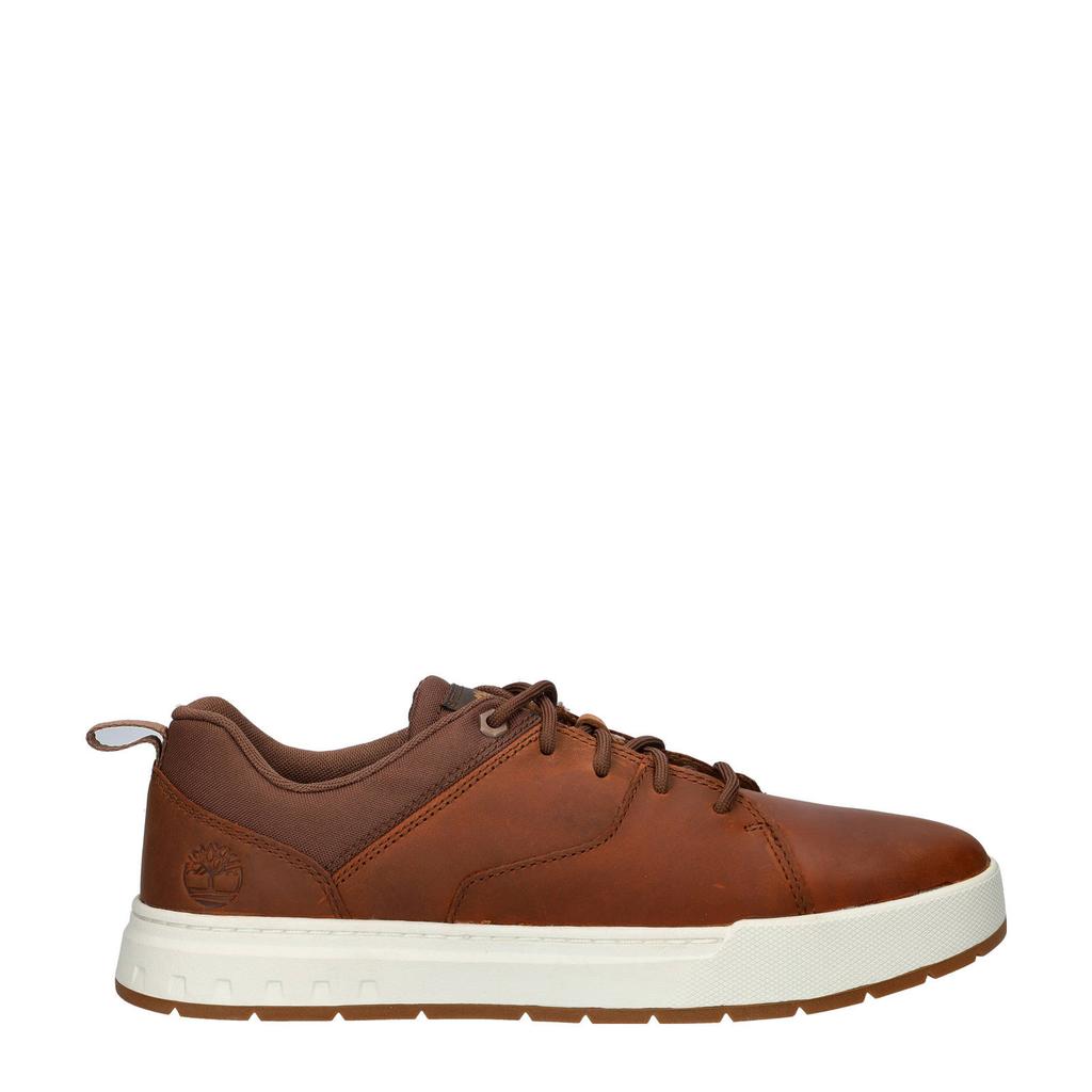 Cognackleurige heren Timberland Maple Grove nubuck sneakers van leer met veters