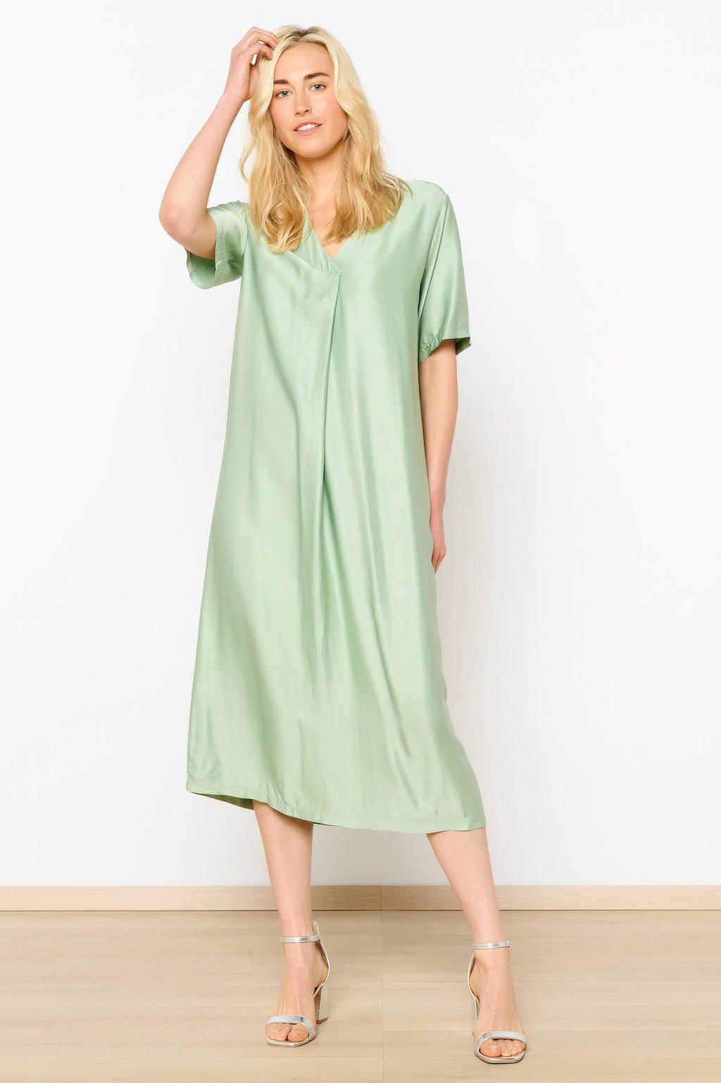 Satijnen Jurk Mint Groen Jurk Unique Avondjurk Met Plooien In