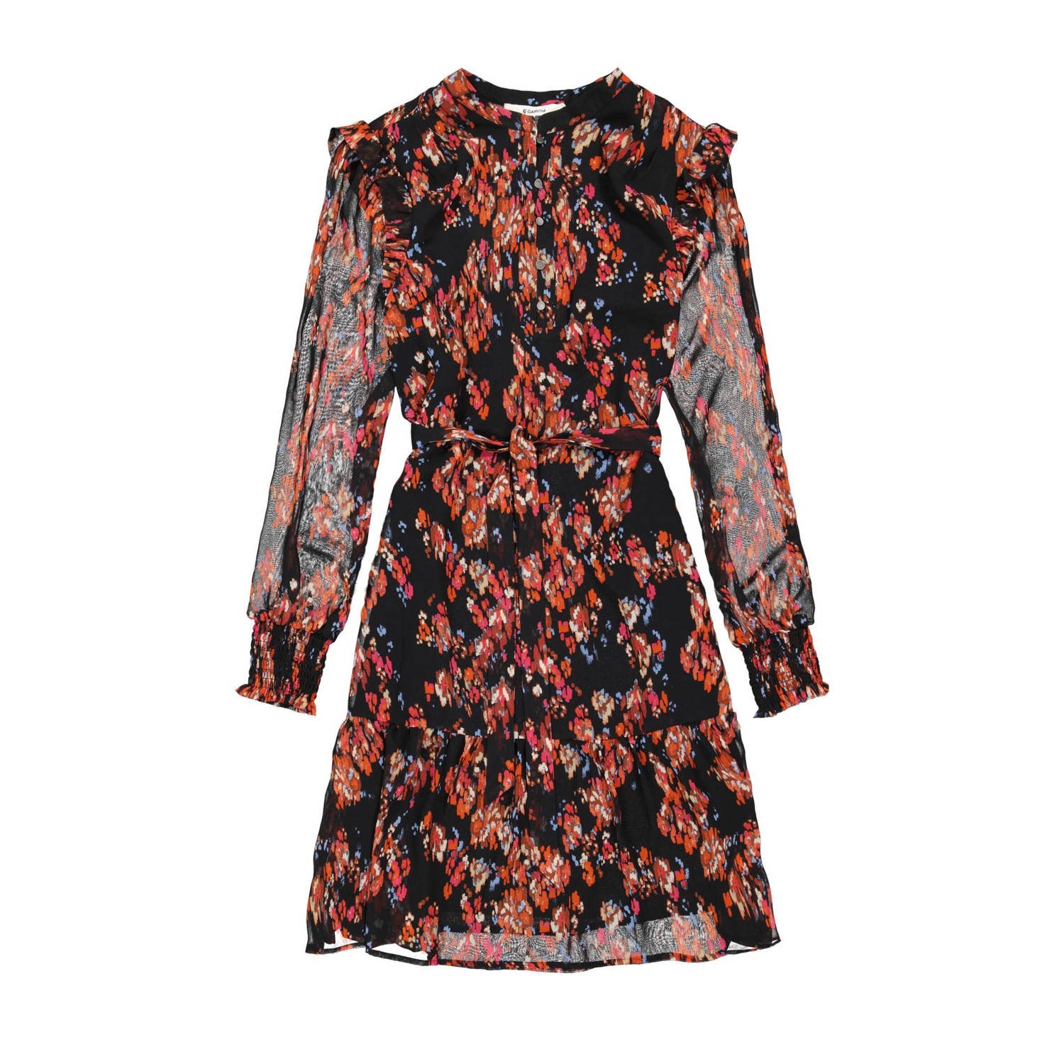 Garcia jurk met all over print zwart rood oranje