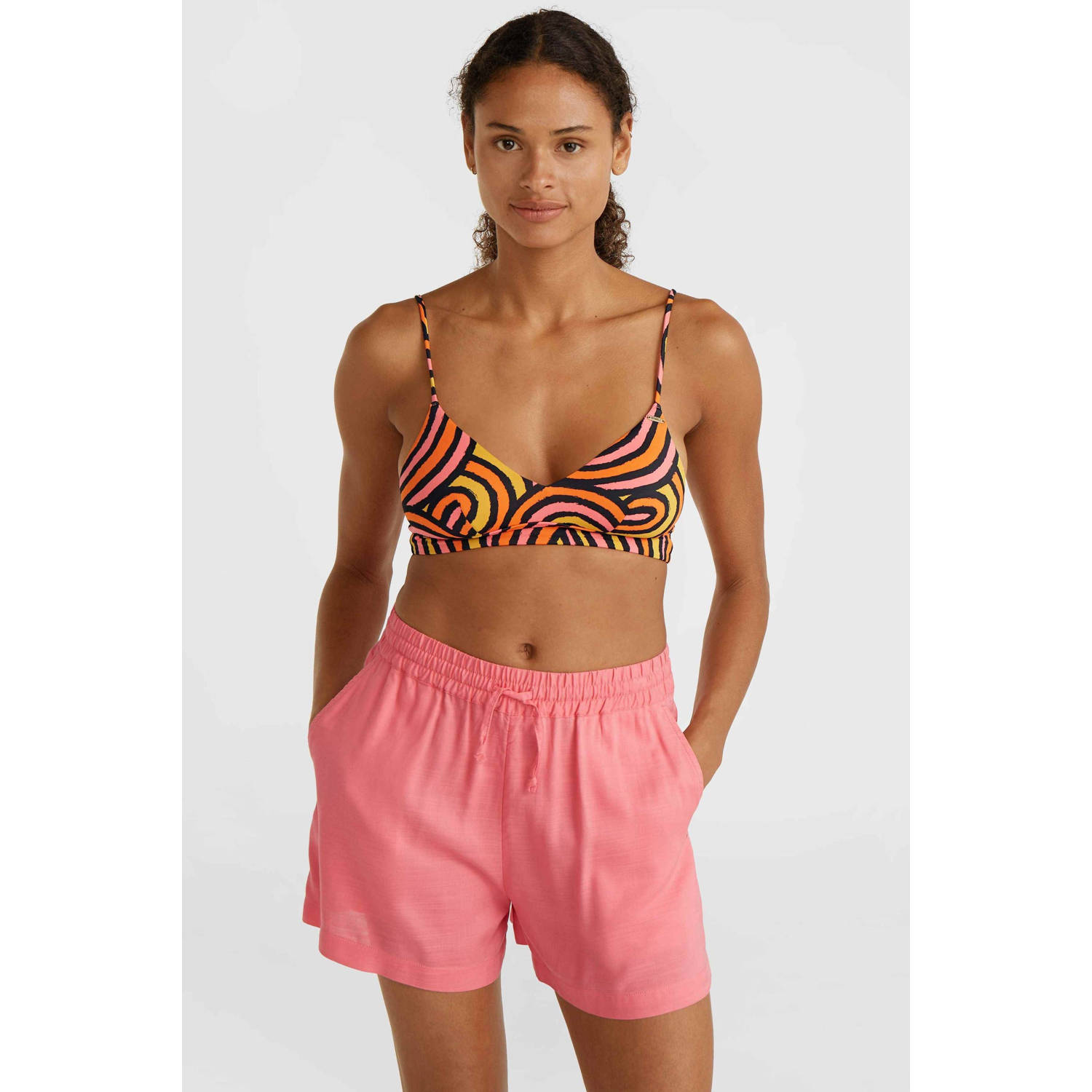 O'Neill voorgevormde crop bikinitop Wave zwart oranje roze