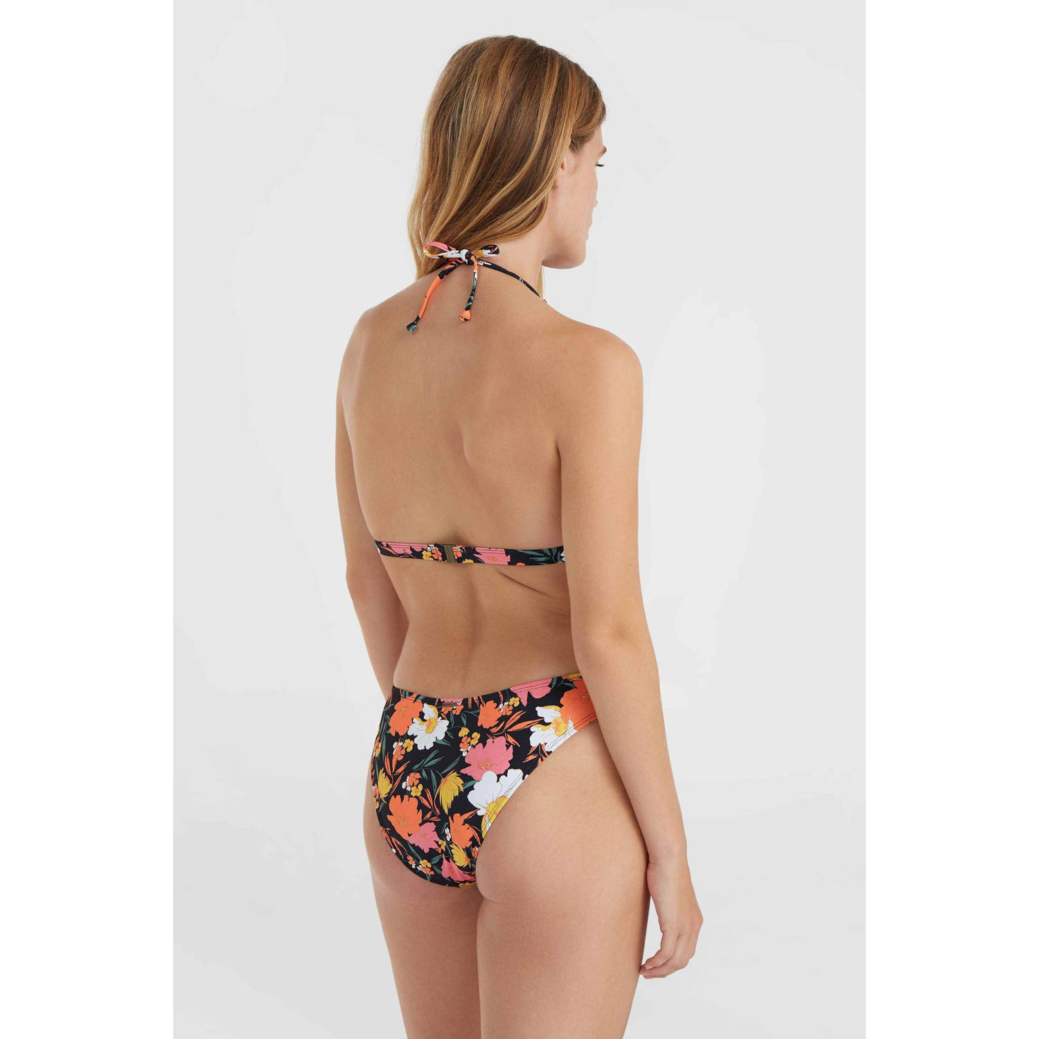 O'Neill voorgevormde halter bikinitop Marga zwart oranje roze