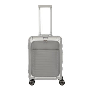trolley Next 2.0 Aluminium 55 cm. frontpocket zilverkleurig