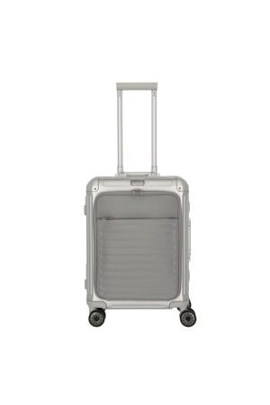 trolley Next 2.0 Aluminium 55 cm. frontpocket zilverkleurig
