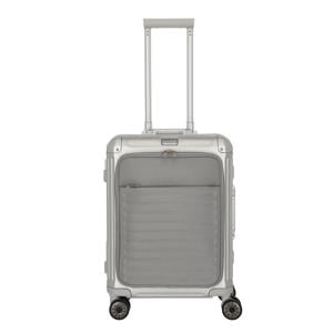 trolley Next 2.0 Aluminium 55 cm. frontpocket zilverkleurig