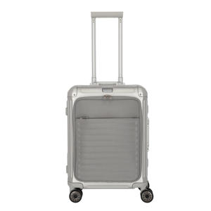 trolley Next 2.0 Aluminium 55 cm. frontpocket zilverkleurig