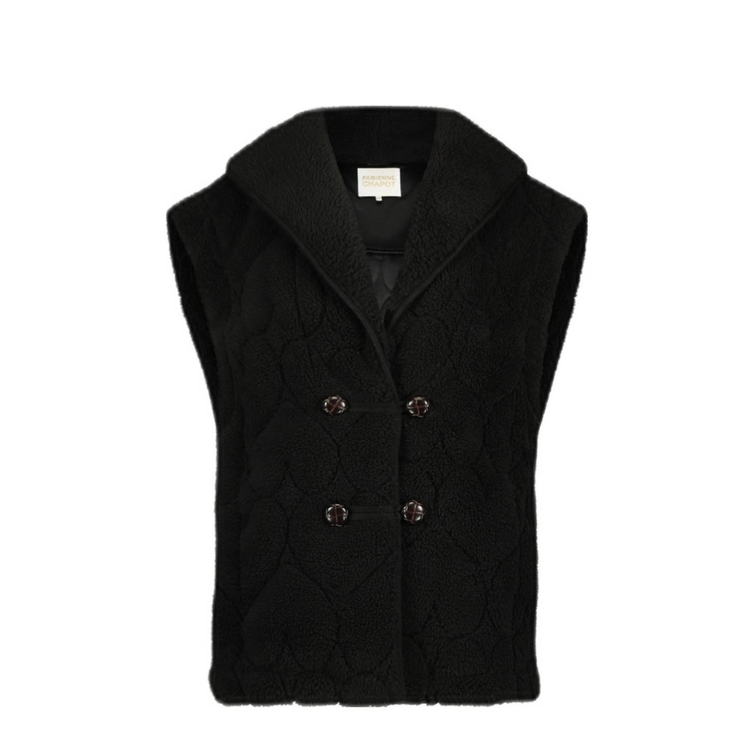 Fabienne Chapot Zwarte Teddy Hartprint Gilet Black Dames