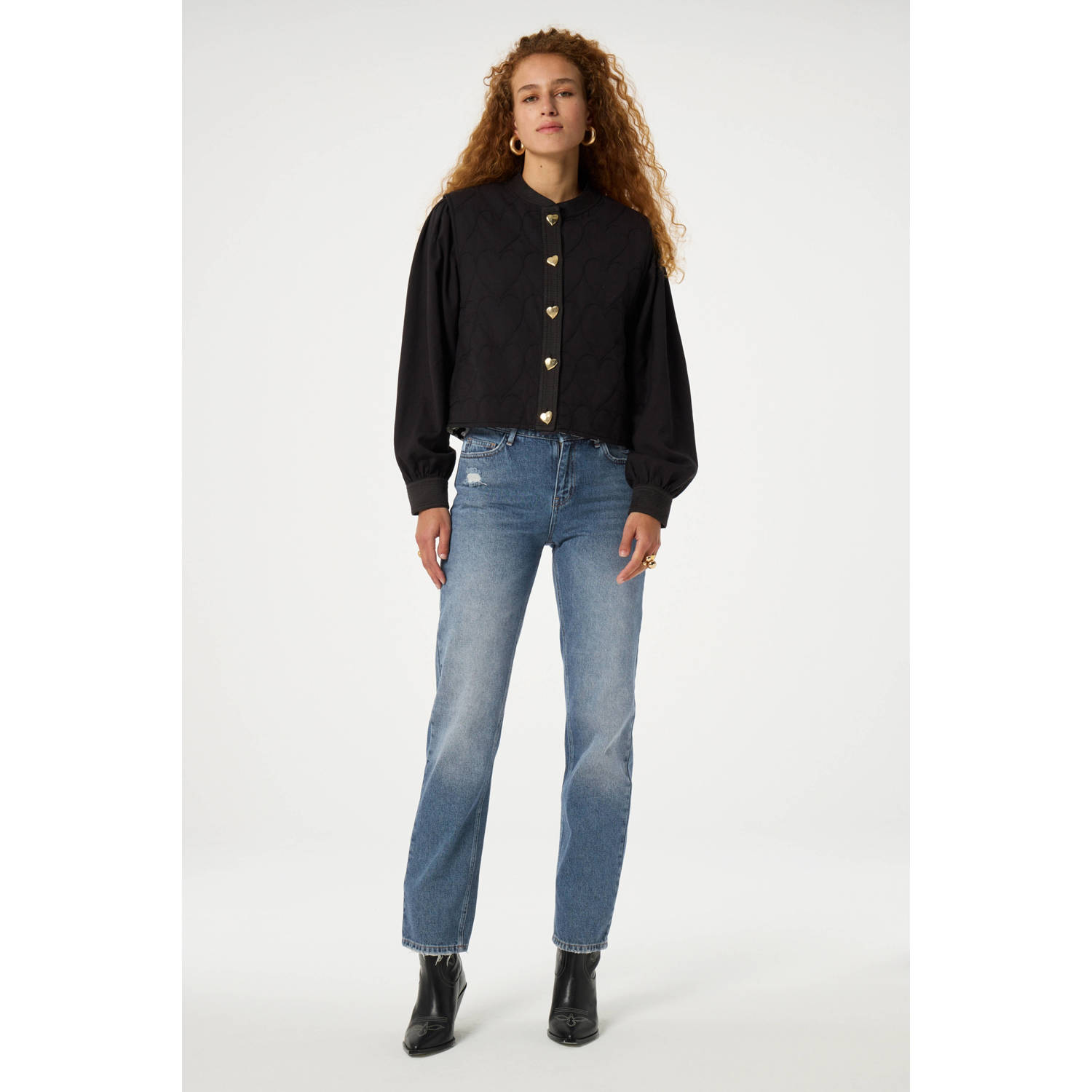 Fabienne Chapot low waist straight leg jeans Marie medium blue denim