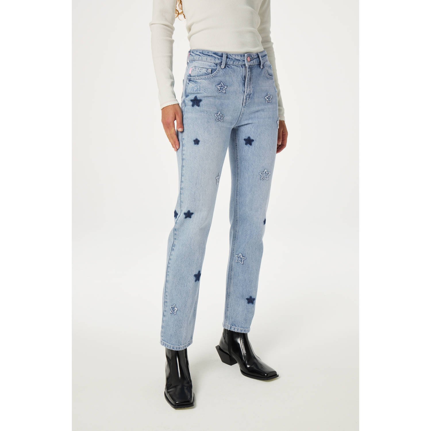 Fabienne Chapot high waist straight leg jeans Lola light blue denim