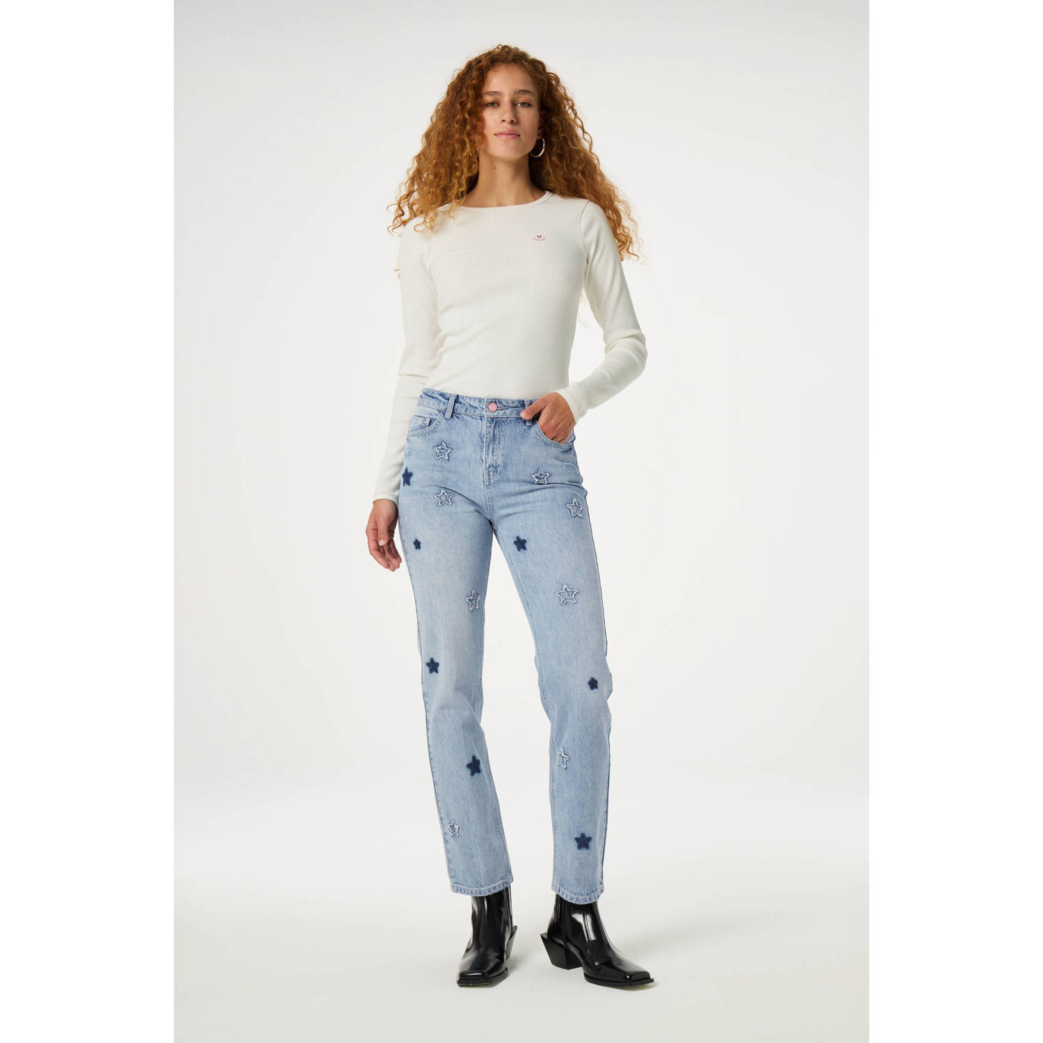 Fabienne Chapot high waist straight leg jeans Lola light blue denim
