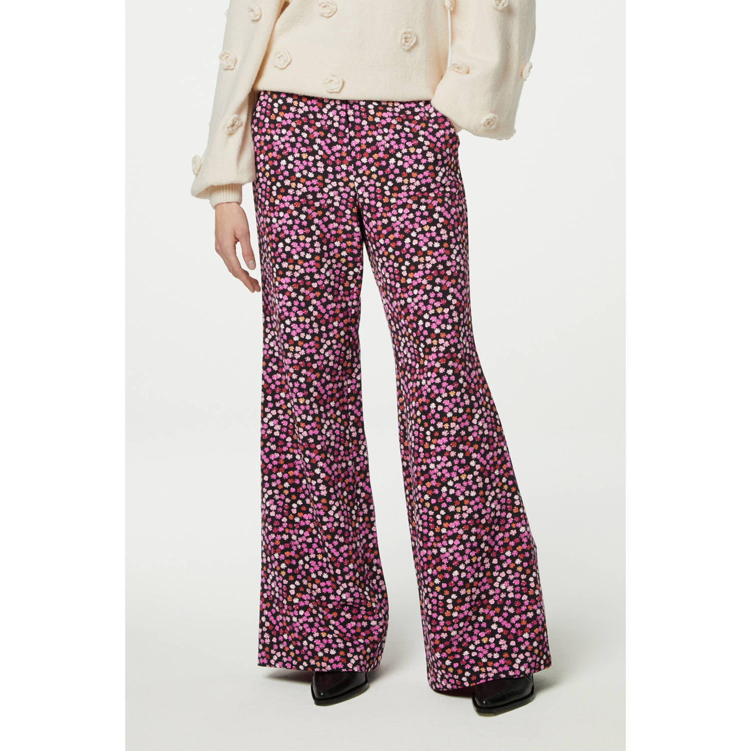Fabienne Chapot gebloemde straight fit pantalon roze zwart