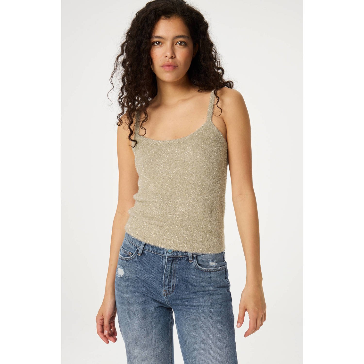 Fabienne Chapot Beige Top met Ronde Hals Yellow Dames