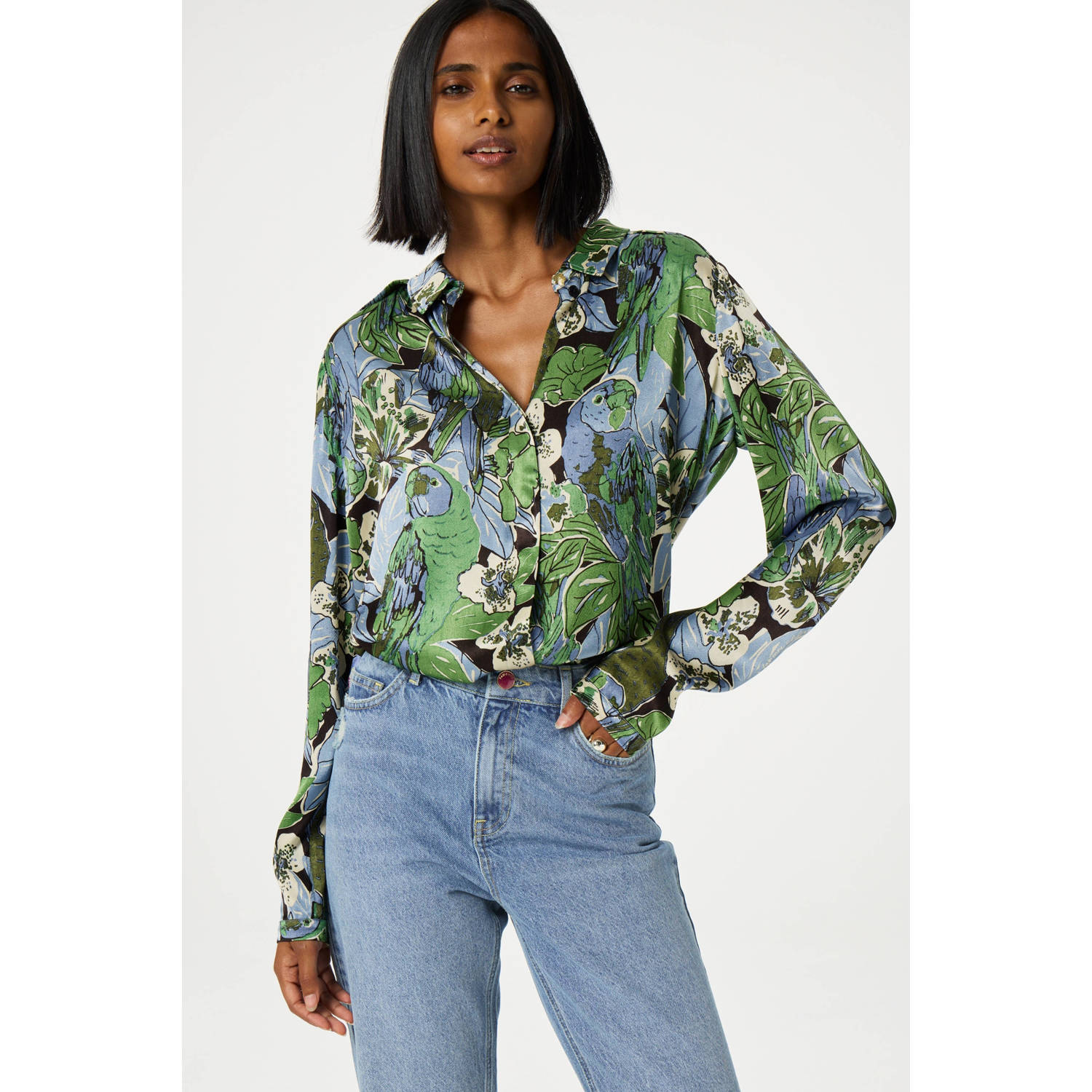Fabienne Chapot gebloemde blouse Sunrice groen blauw zwart