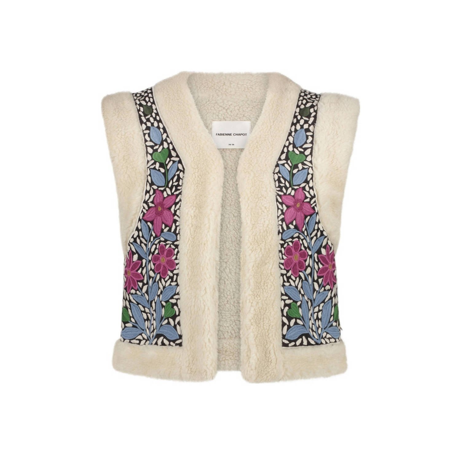 Fabienne Chapot Bloemen Geborduurd Shearling Gilet voor Dames Multicolor Dames