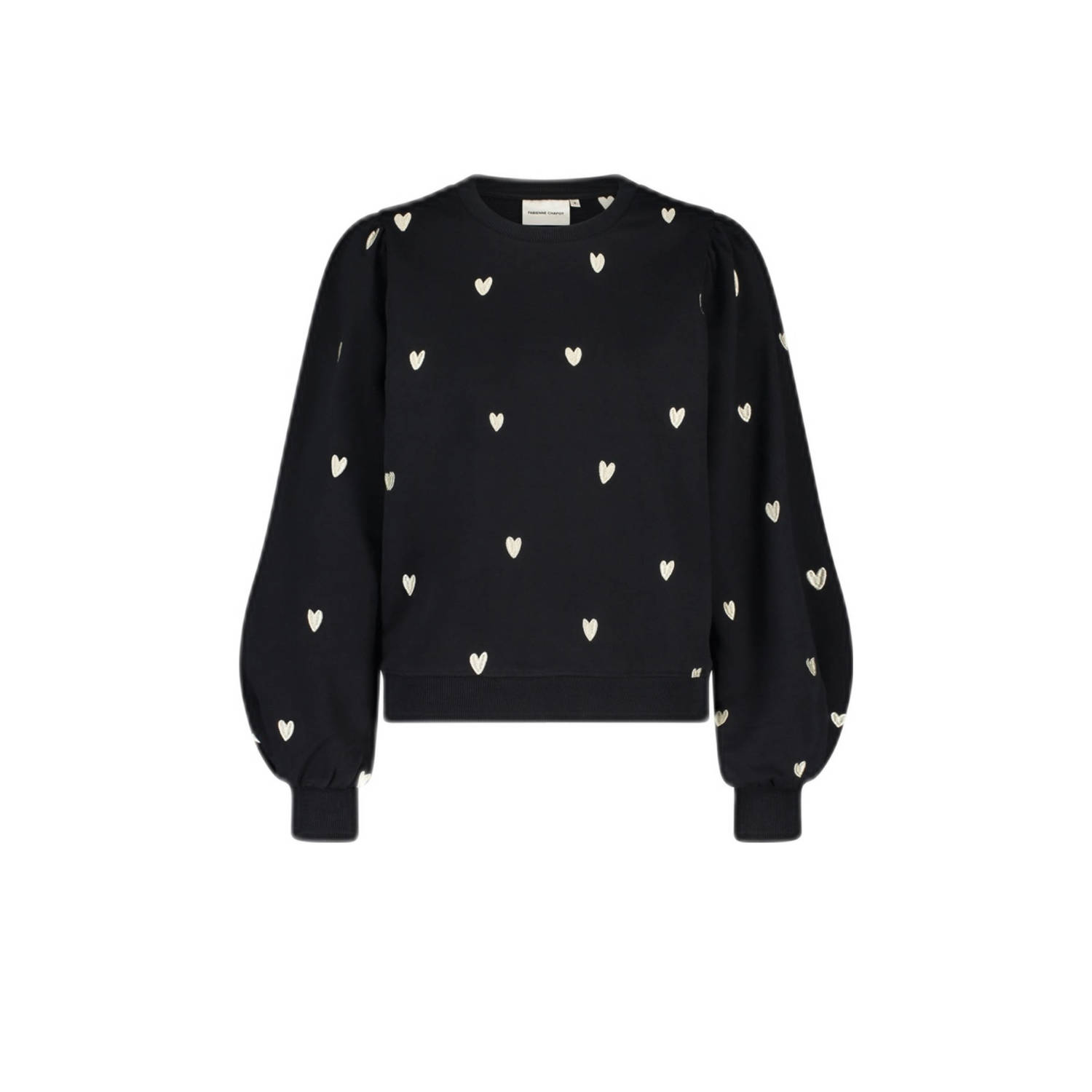 Fabienne Chapot Hartprint Ballonmouw Sweater Black Dames