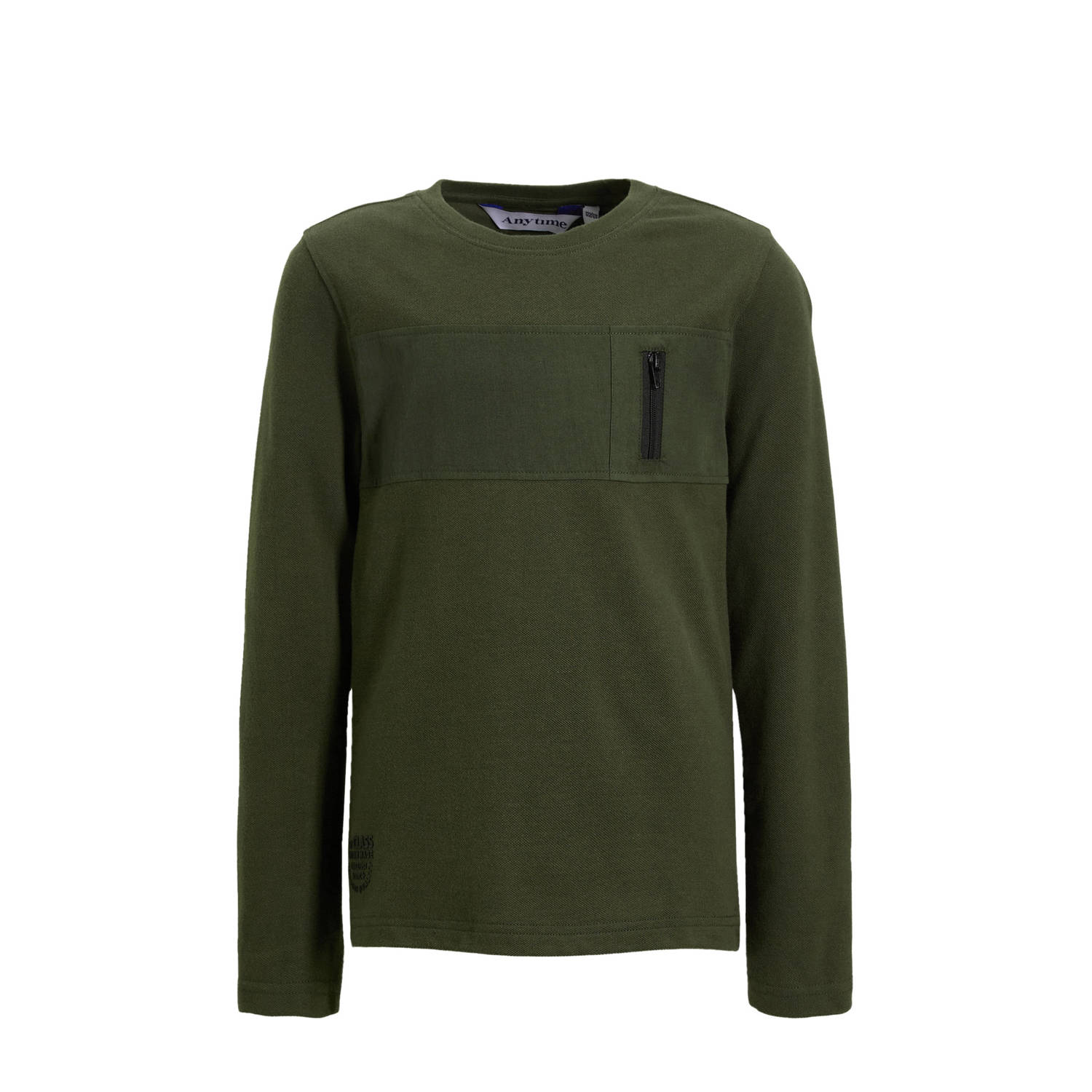 Anytime longsleeve pique donkergroen